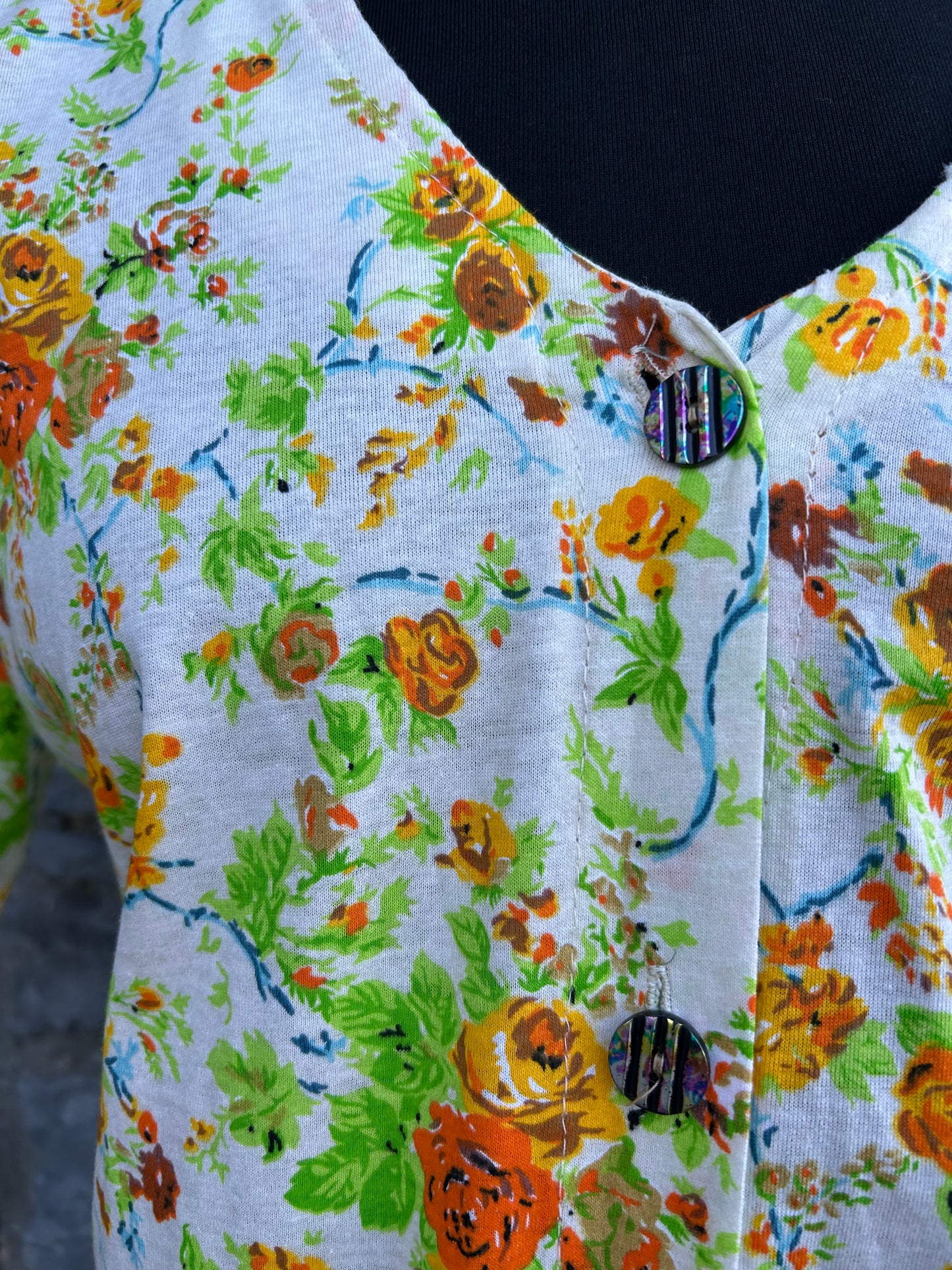 80s orange floral dress uk 14-16