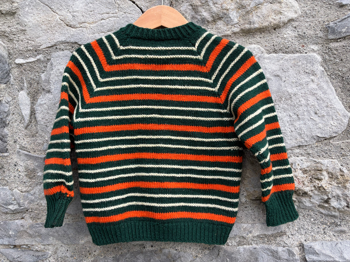 Green&orange stripy cardigan 2-3y (92-98cm)