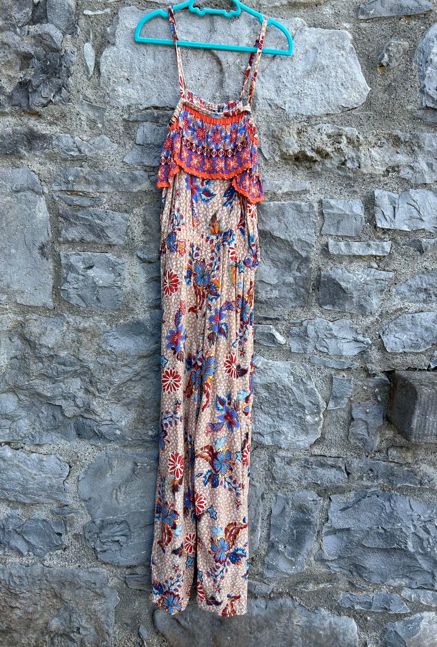 Floral brown jumpsuit 11-12y (146-152cm)