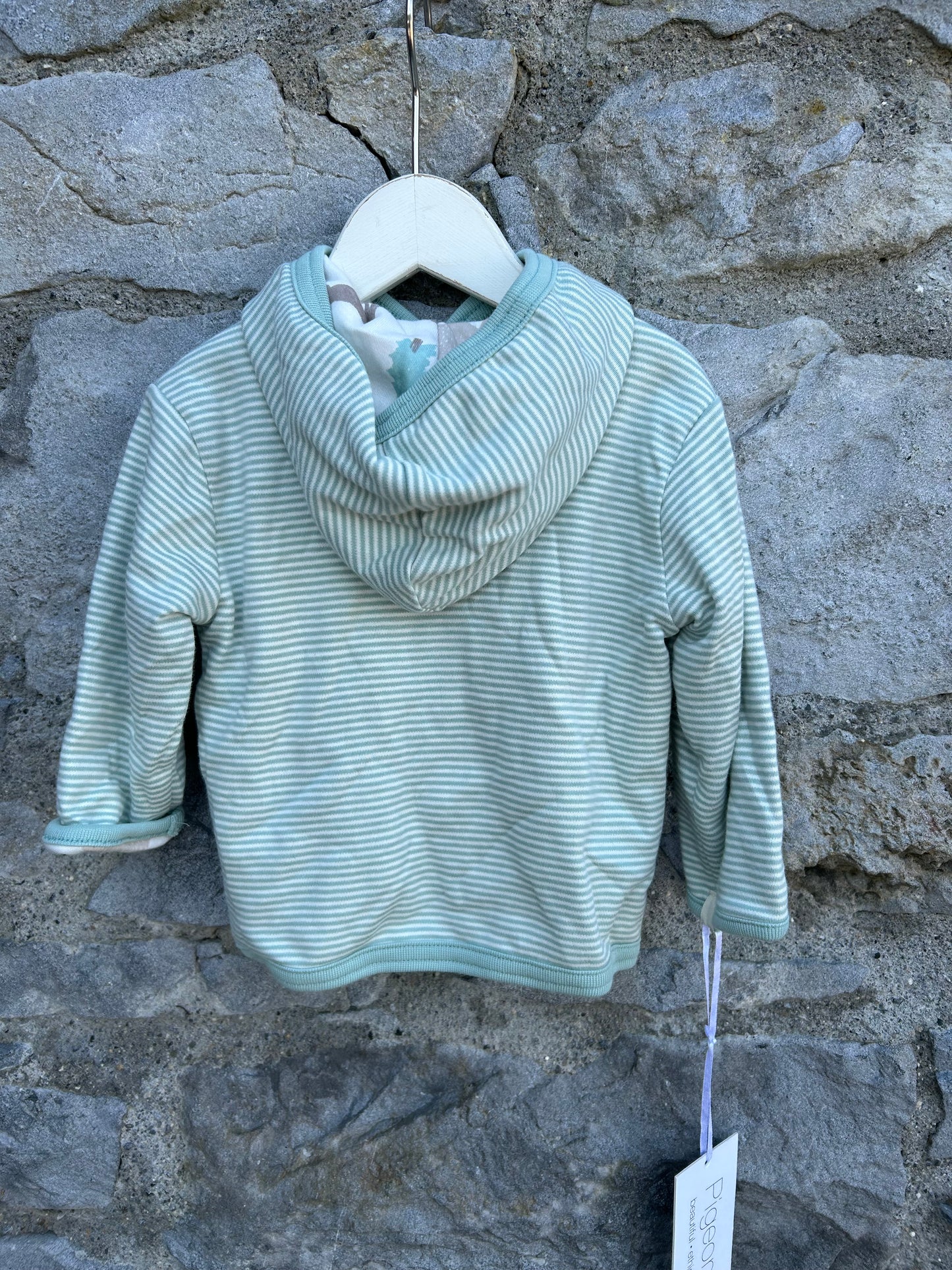 Green stripy hoodie 0-6m (56-68cm)