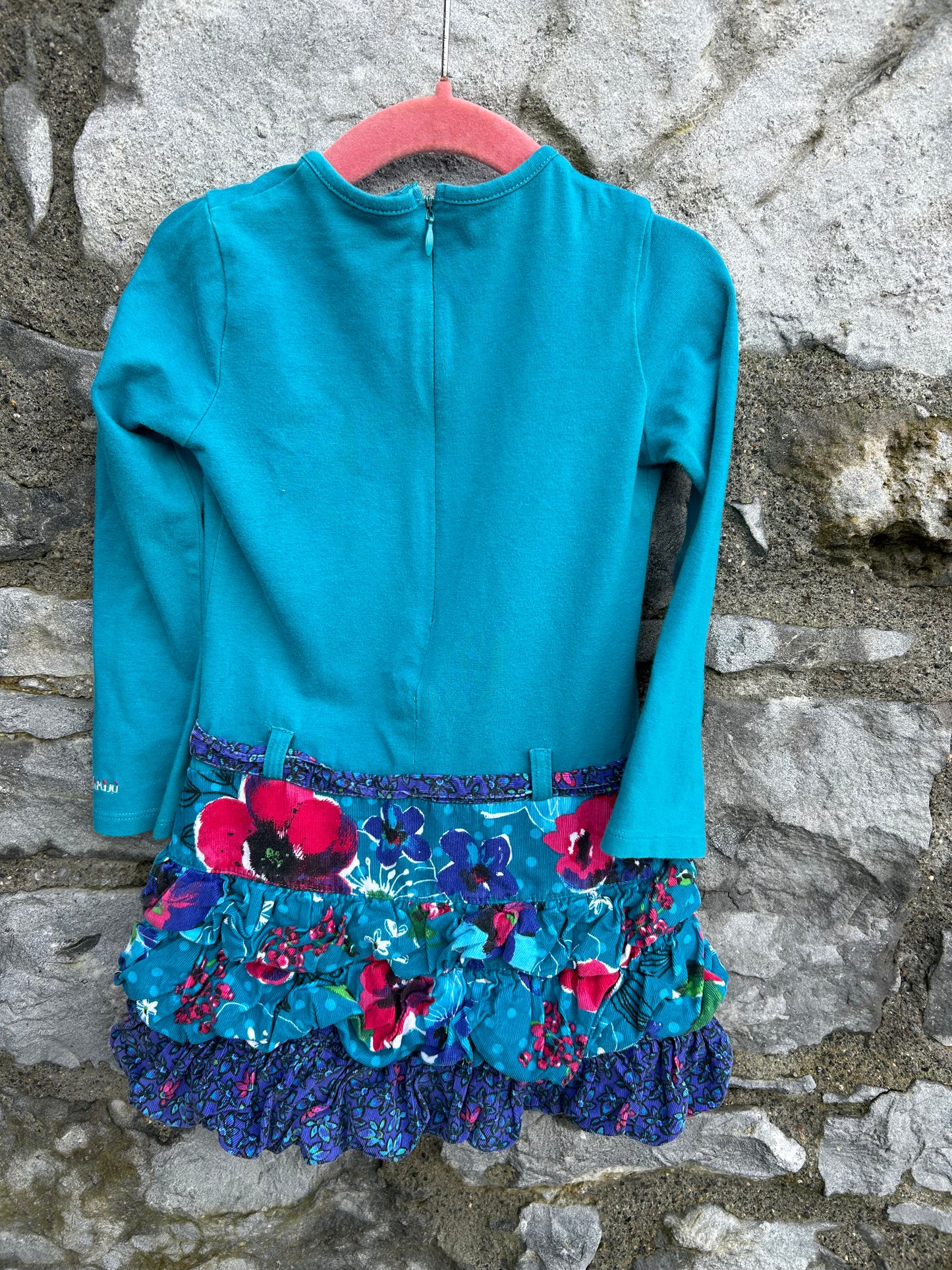 Teal floral dress 2-3y (92-98cm)