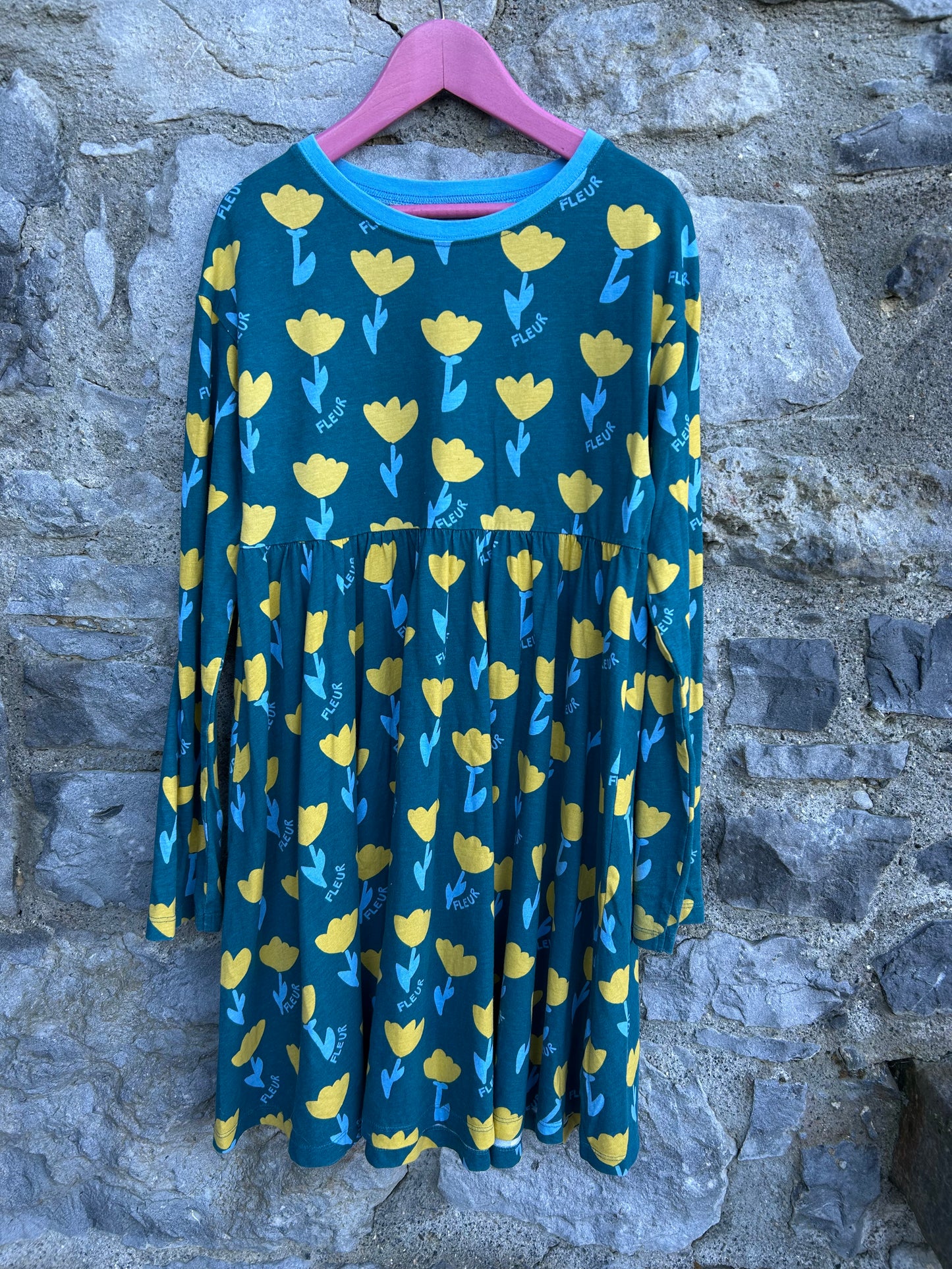 Tulips petrol dress 12y (152cm)