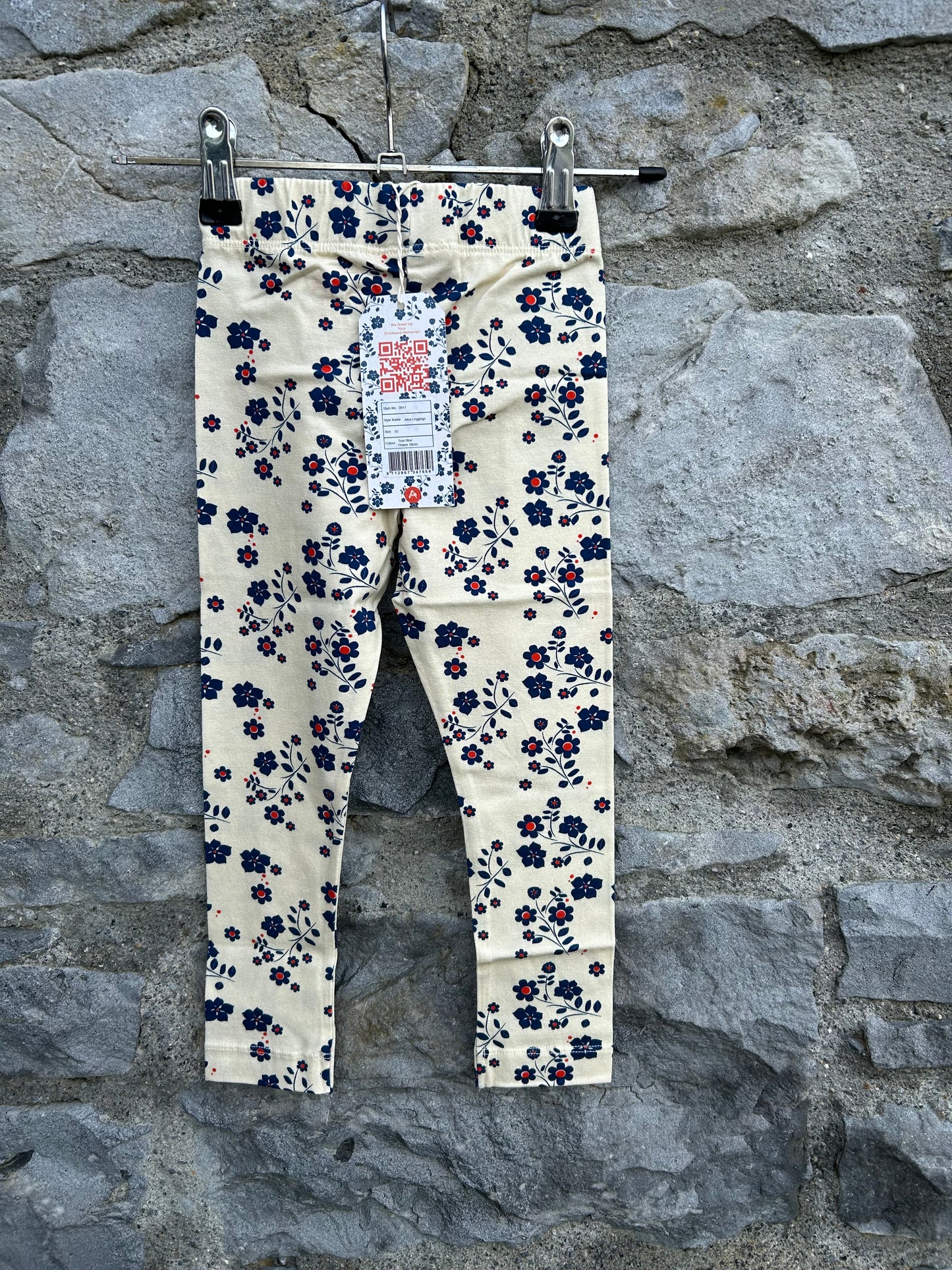 Blue floral leggings 2y (92cm)