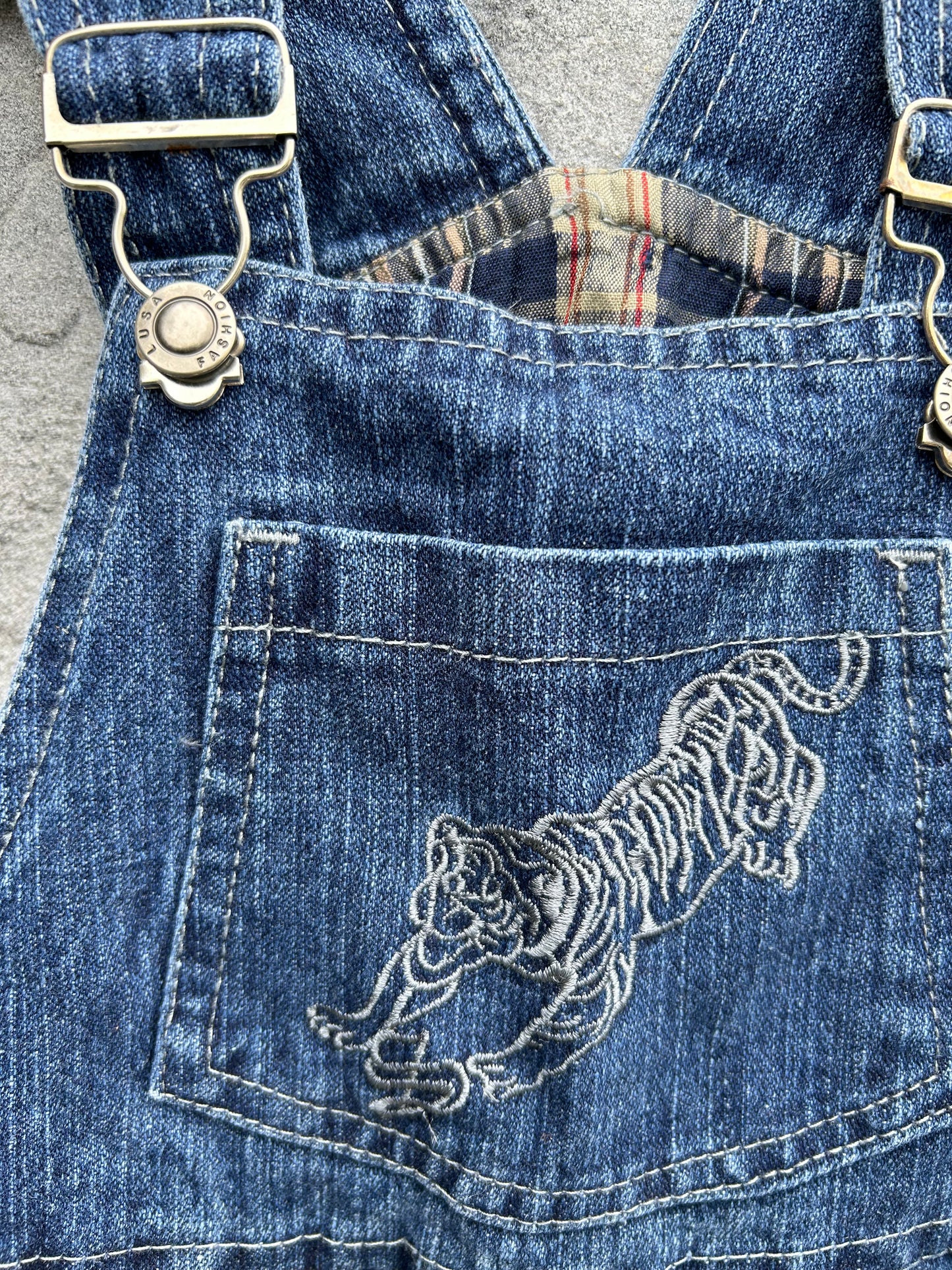 Y2K tiger denim dungarees 12-18m (80-86cm)
