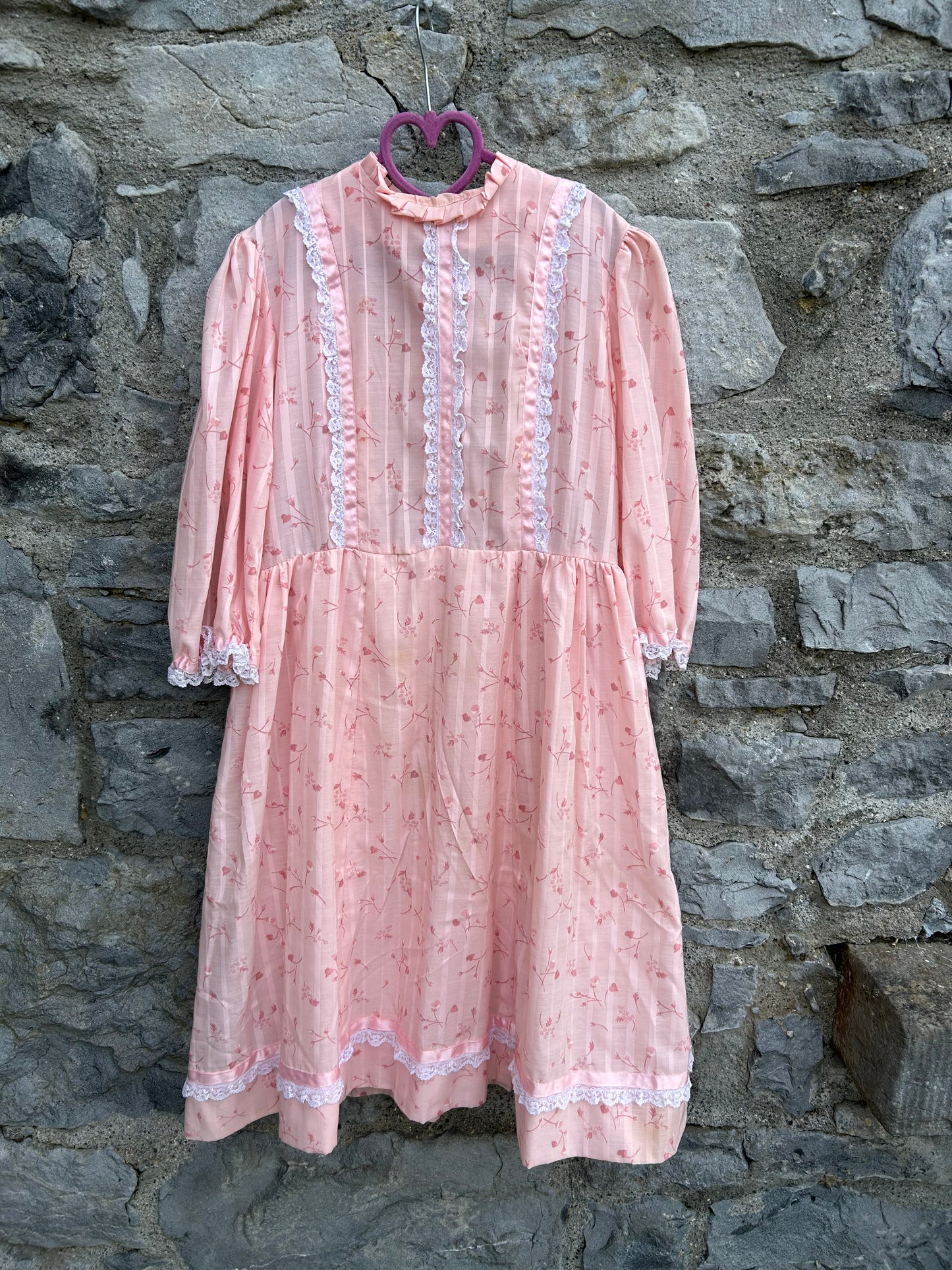 80s pink floral dress 10y (140cm)