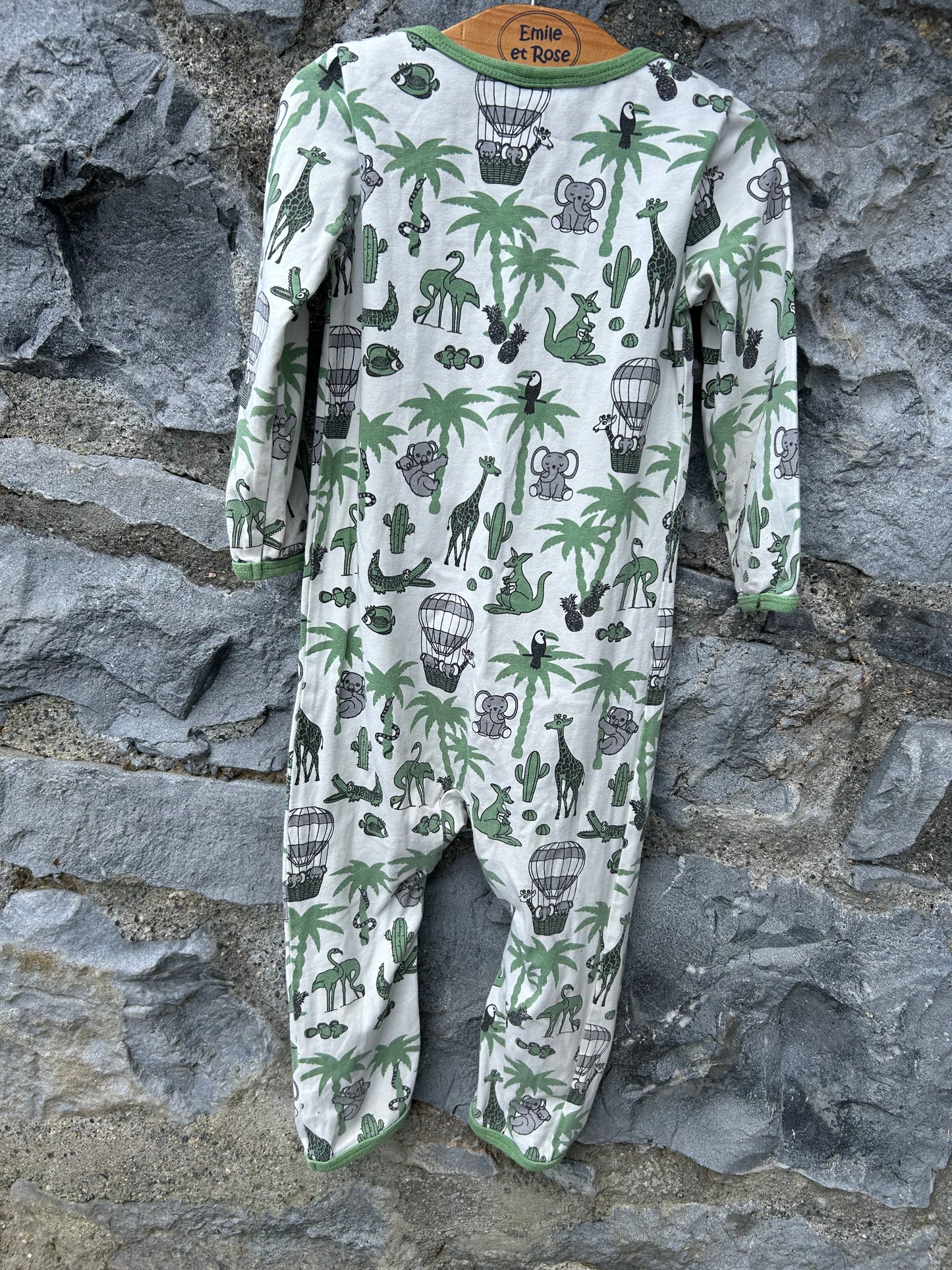 Green wild animals onesie 12m (80cm)