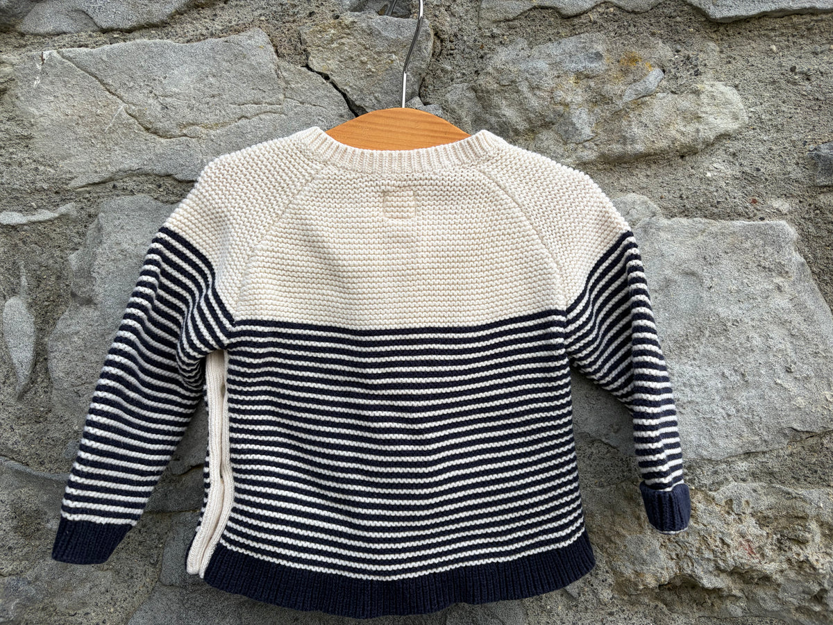Cream&navy jumper 6-9m (68-74cm)