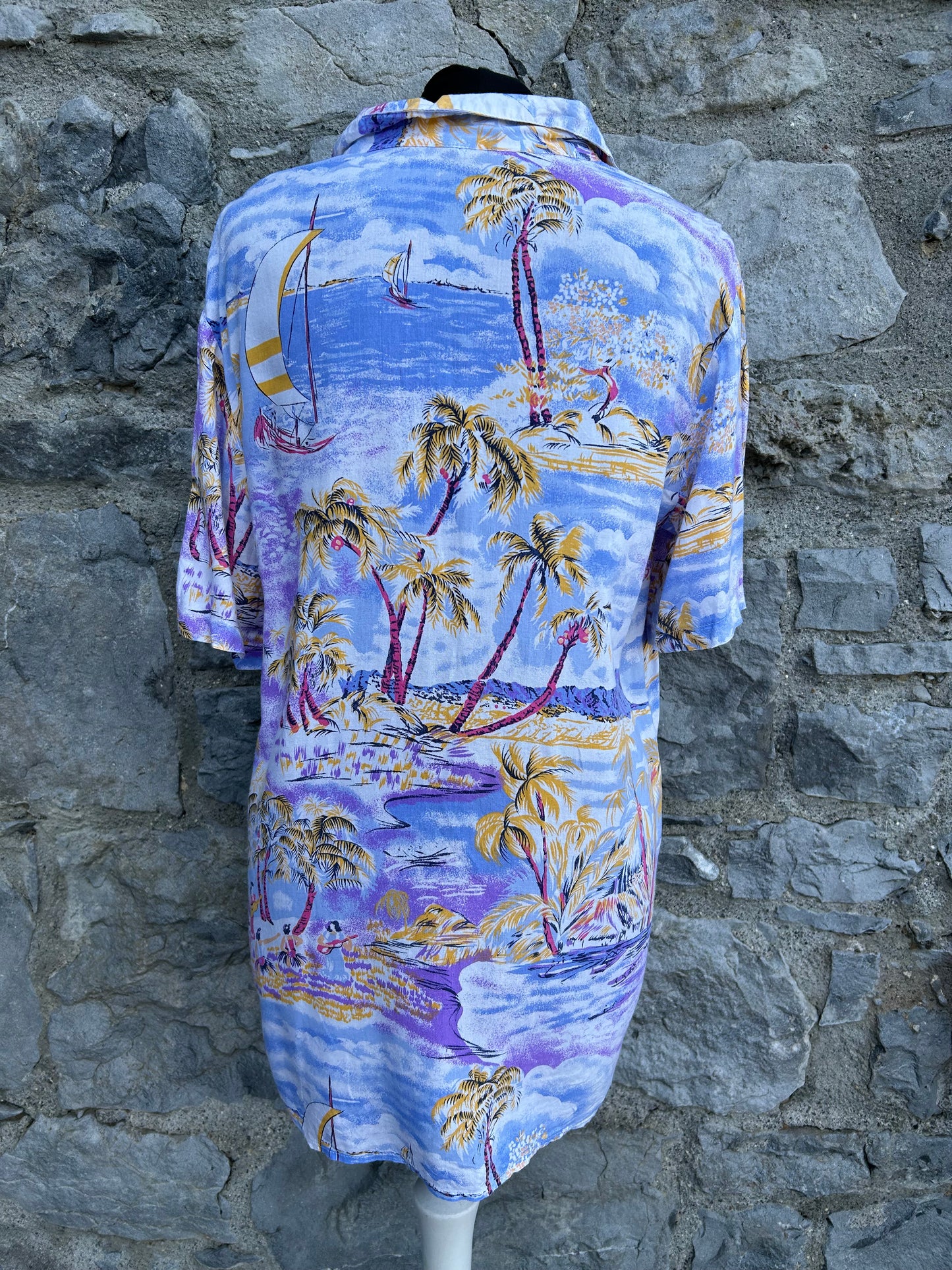 90s purple Hawaiian shirt S/M