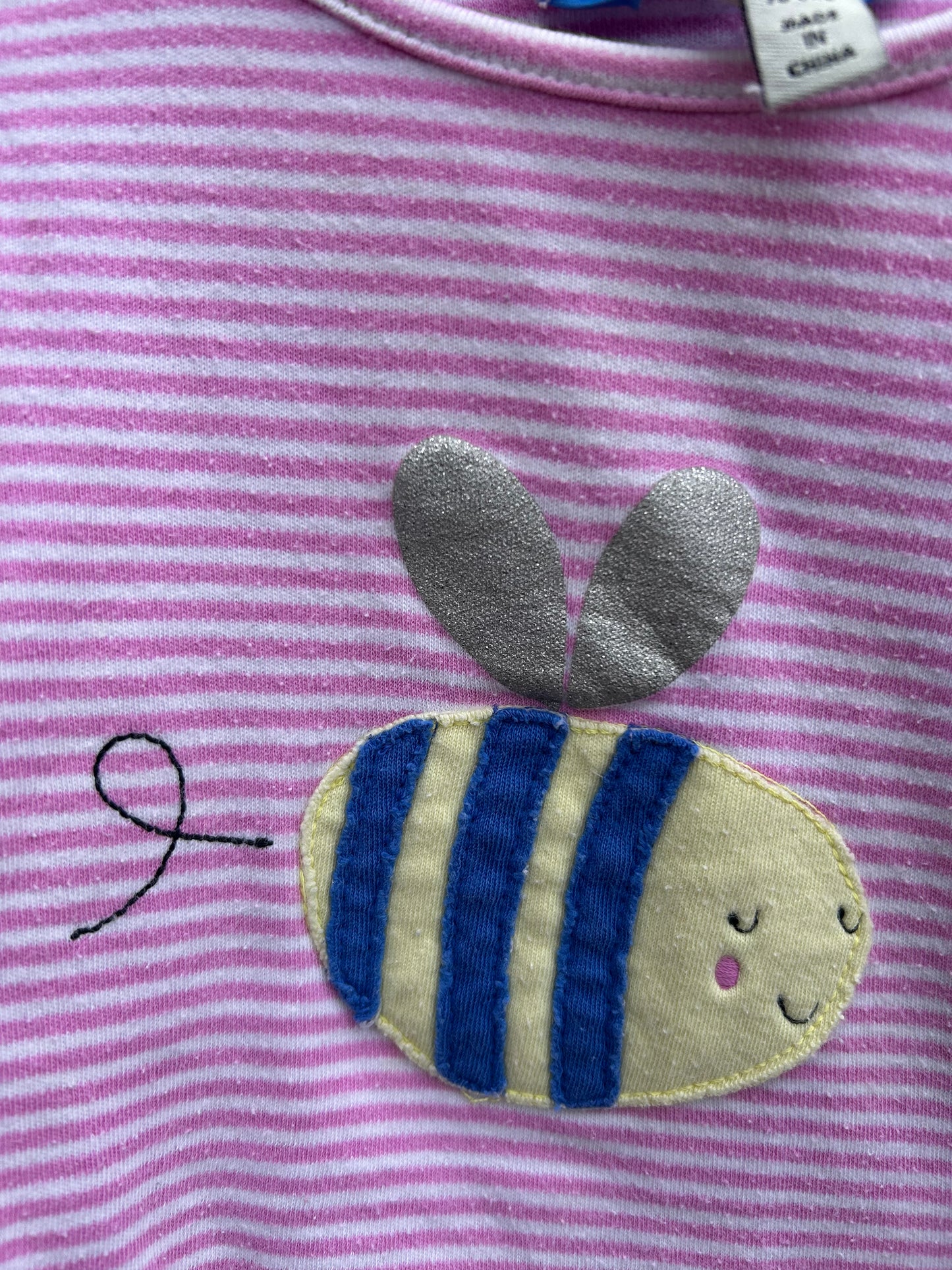 Bee pink stripy top 3-6m (62-68cm)