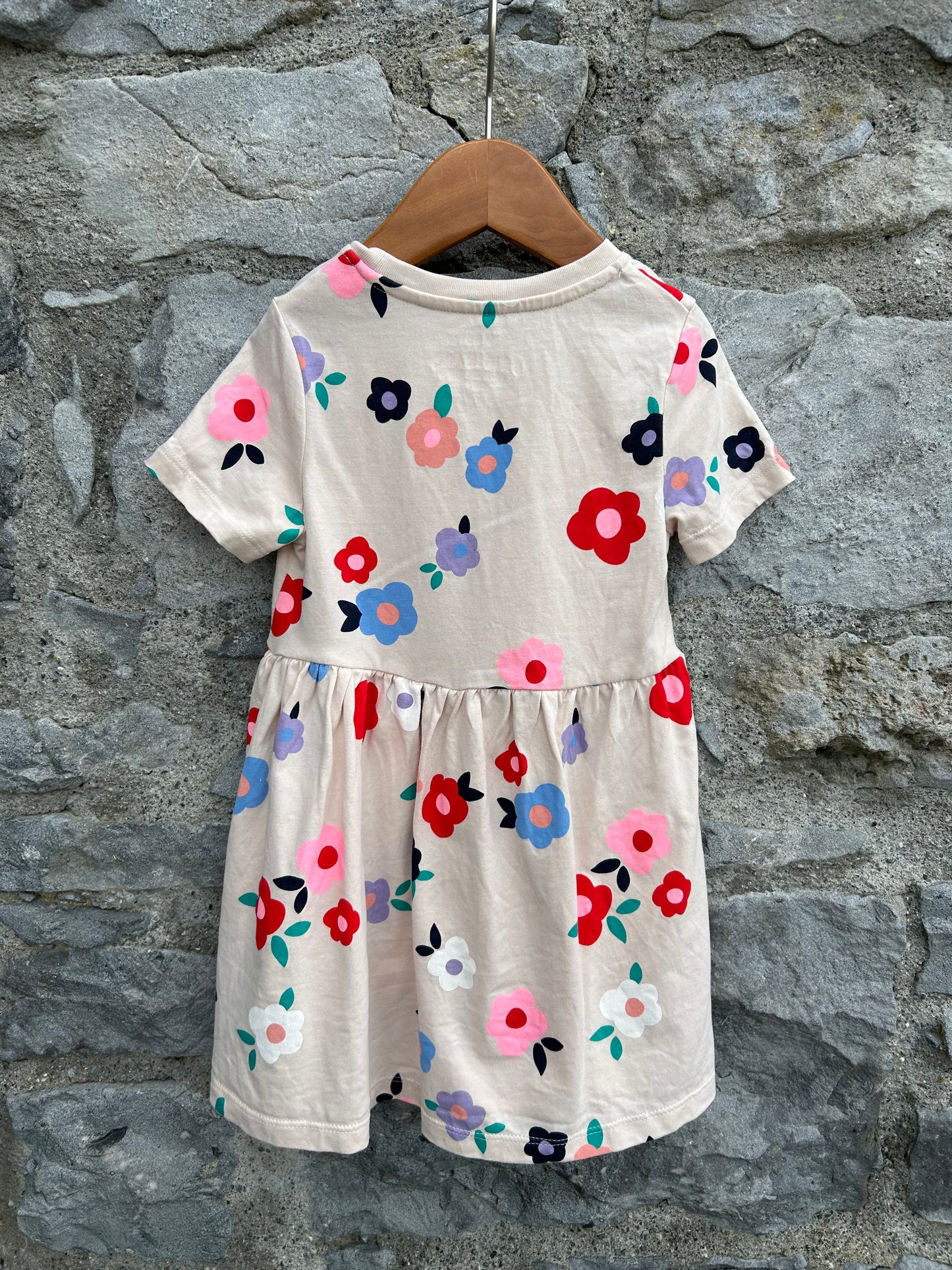 Flowers beige dress 2-3y (92-98cm)