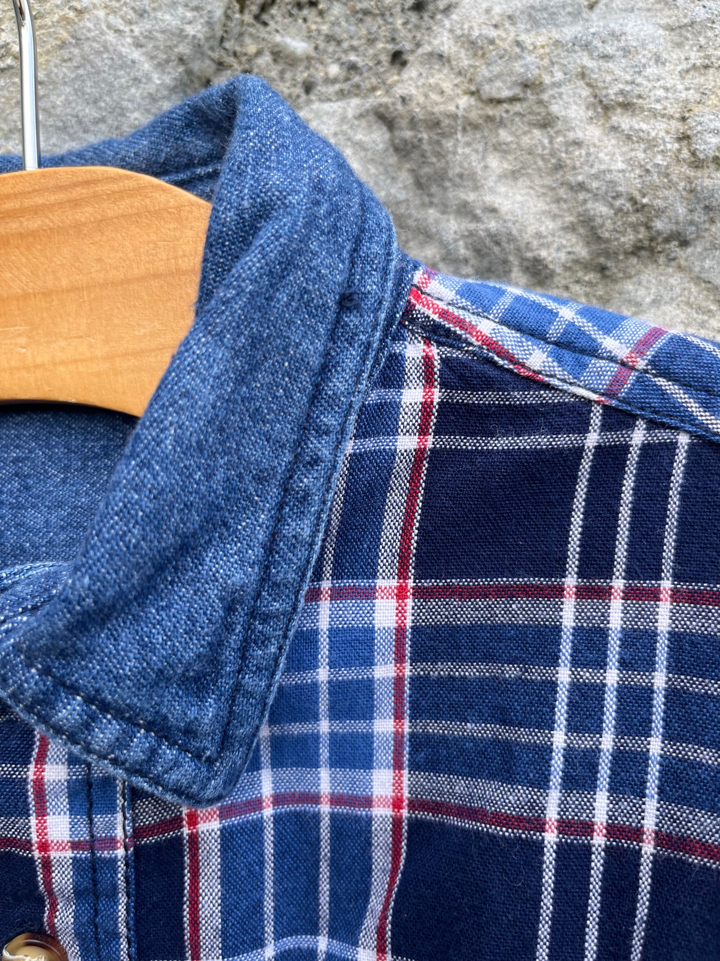 Y2K Navy&blue check shirt 2-3y (92-98cm)