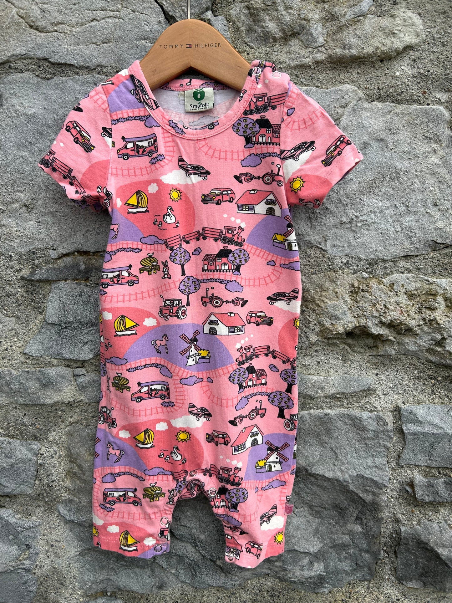 Pink farm rompers 12m (80cm)