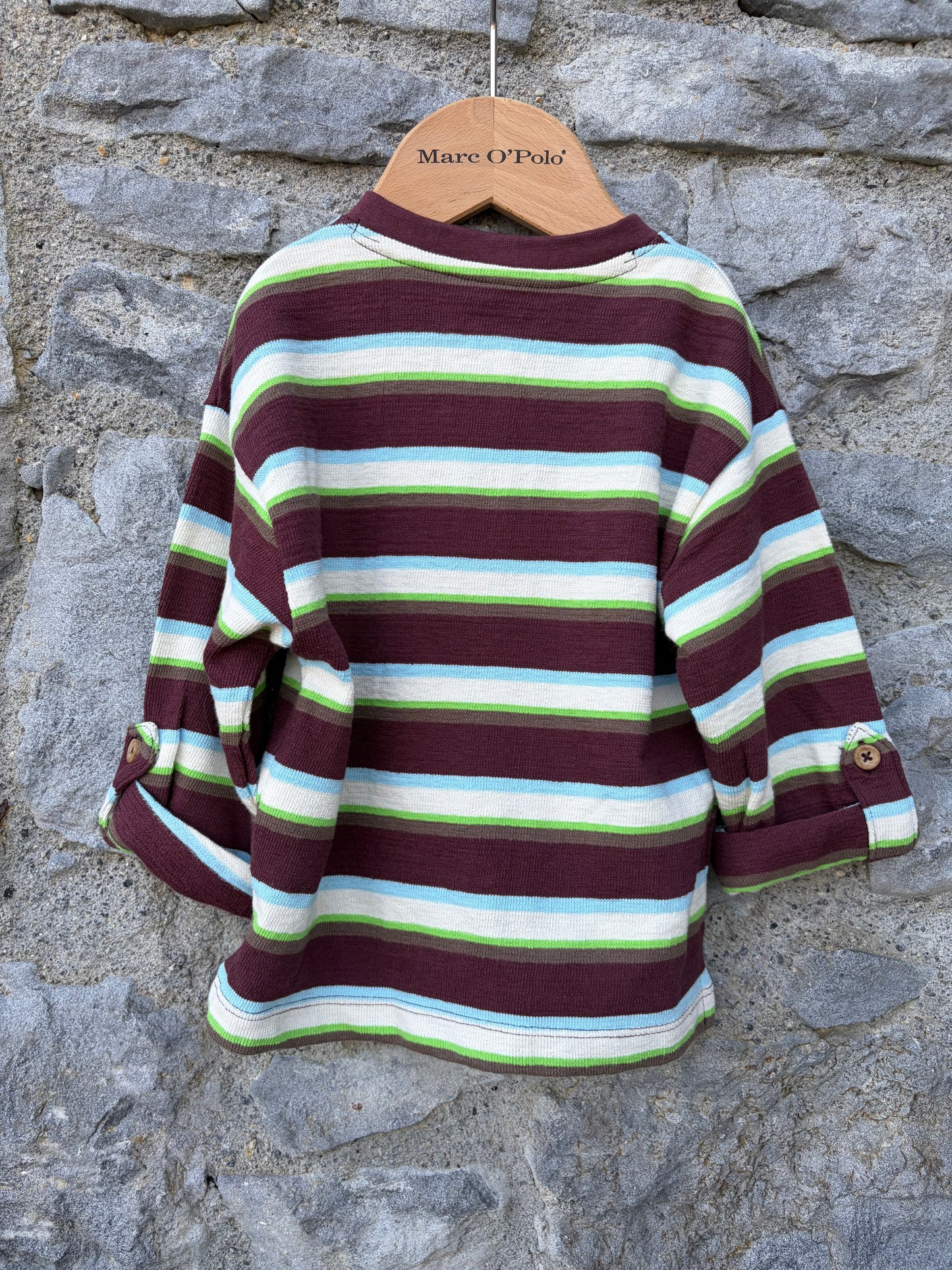 Brown stripy polo top 3-4y (98-104cm)
