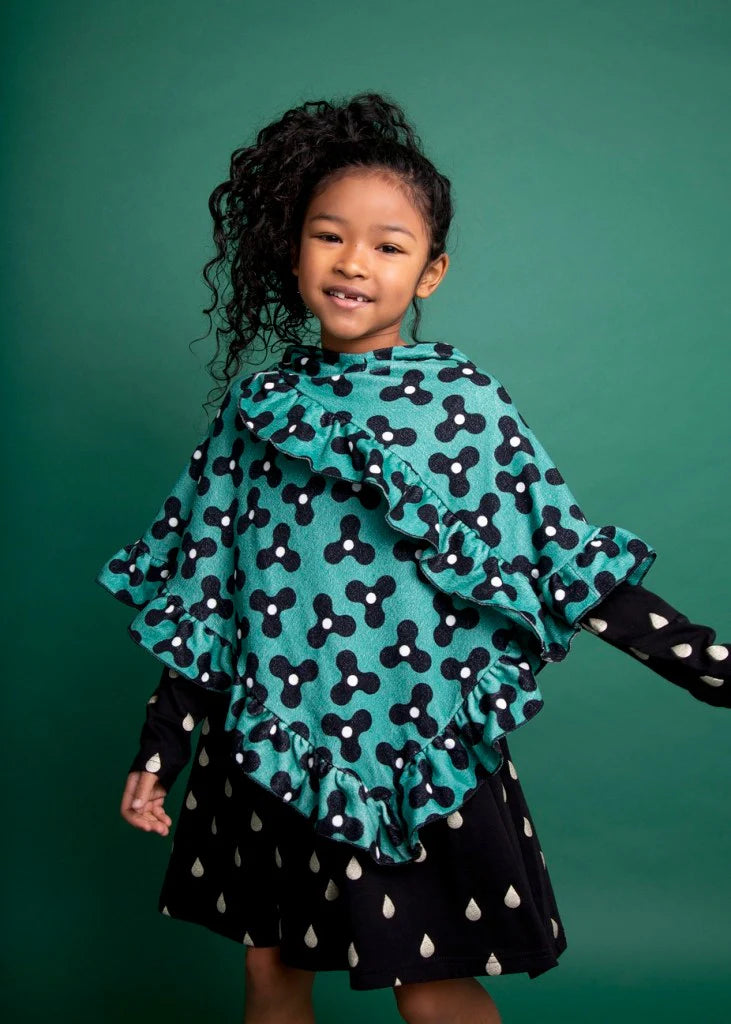 Spinning Windmills Green velour cape 7-9y (122-134cm)
