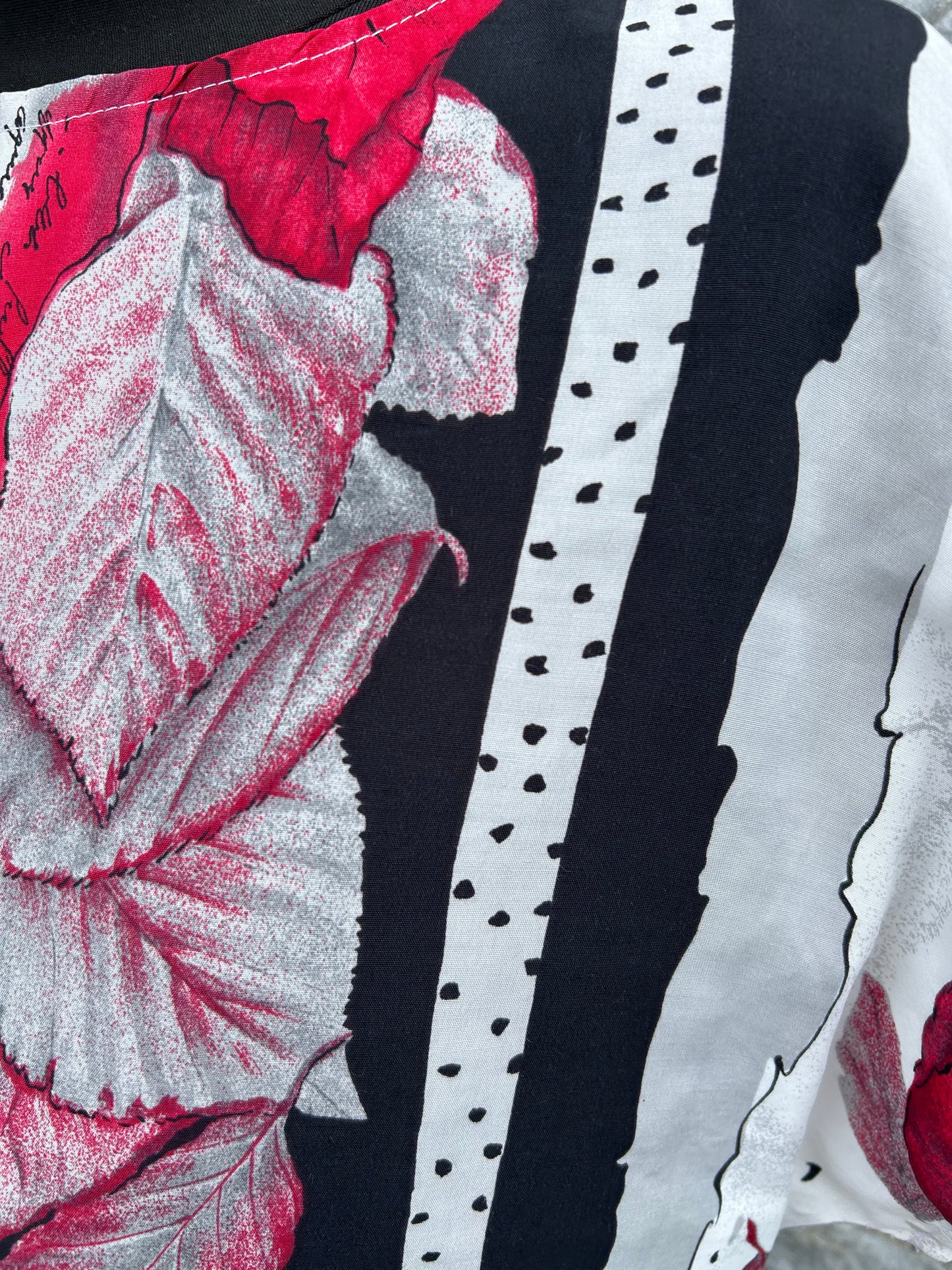 80s pink&black leaves top uk 14-16