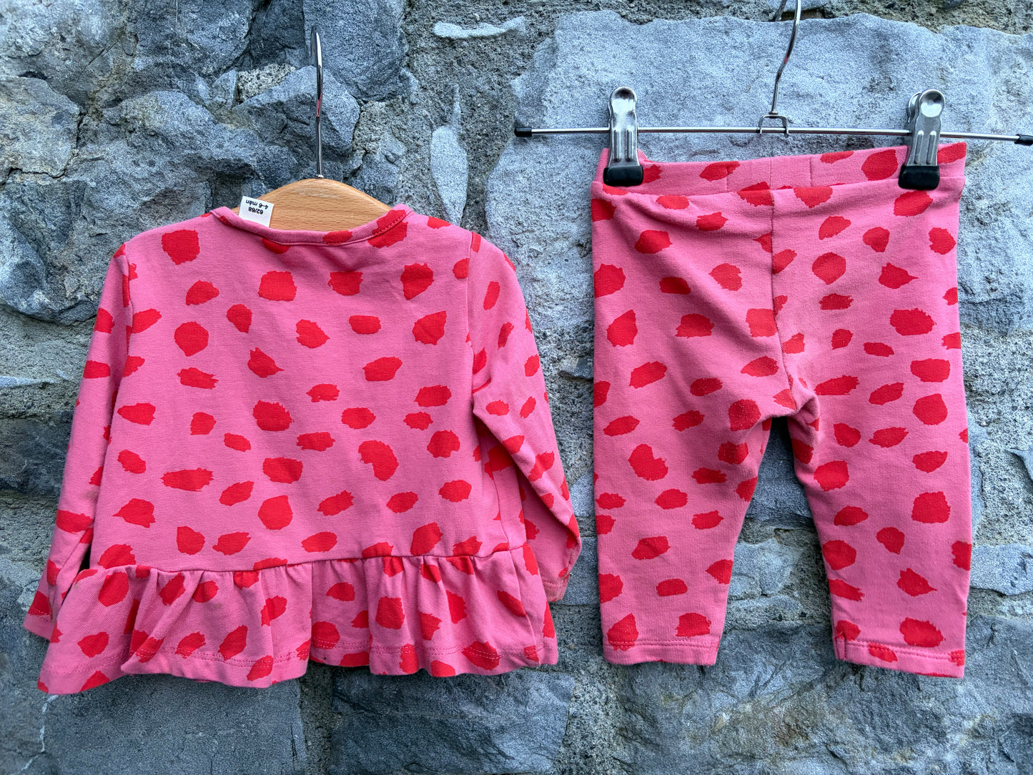 Pink spotty set 3-6m (62-68cm)
