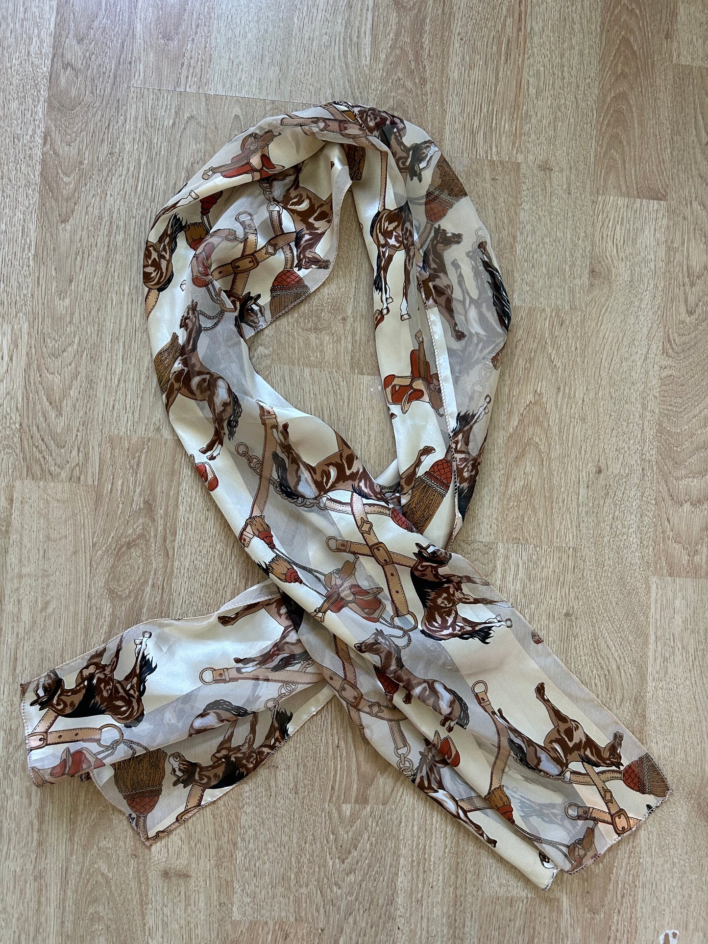 Horses cream scarf