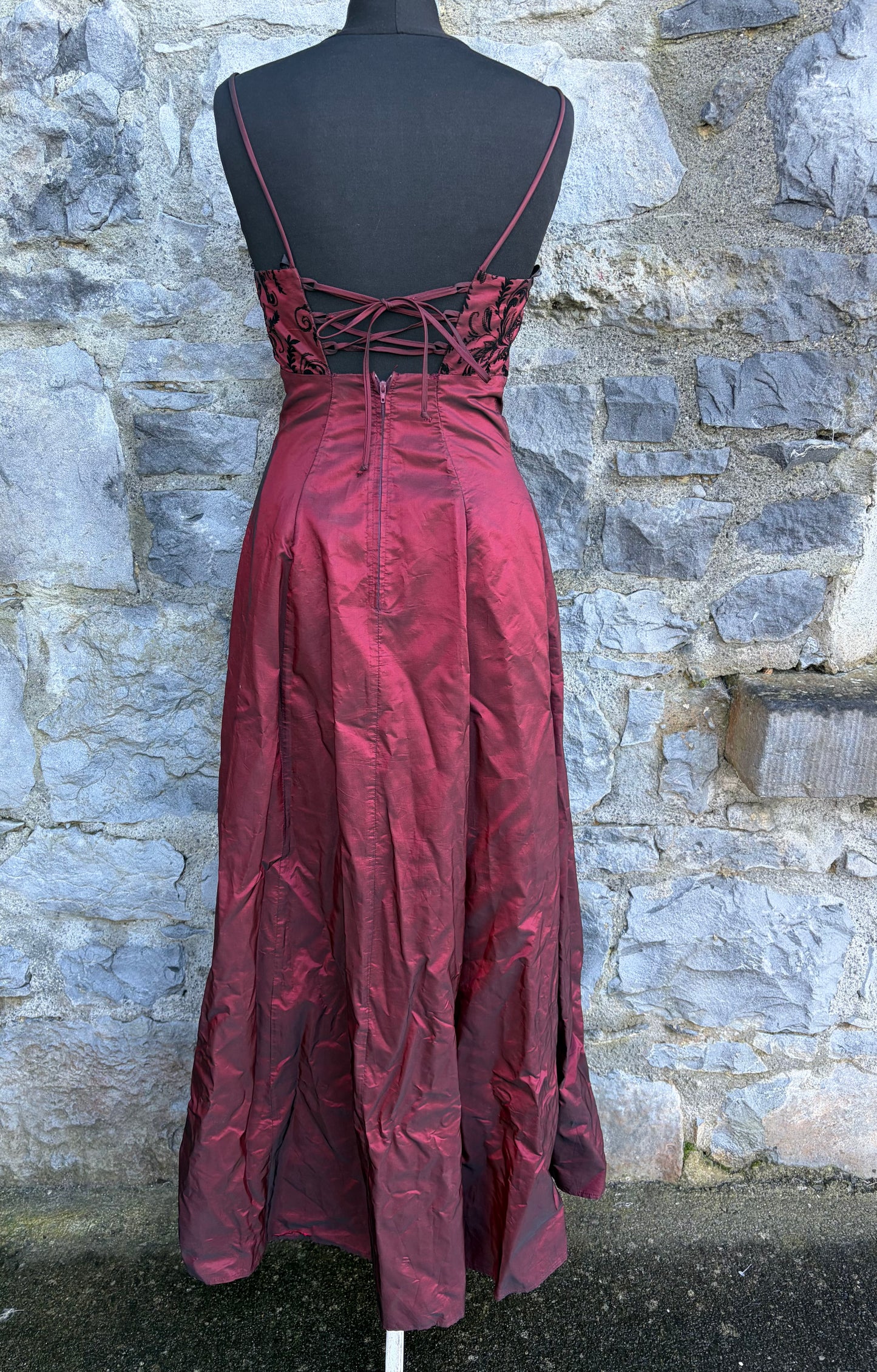 Y2K maroon taffeta prom dress uk 6