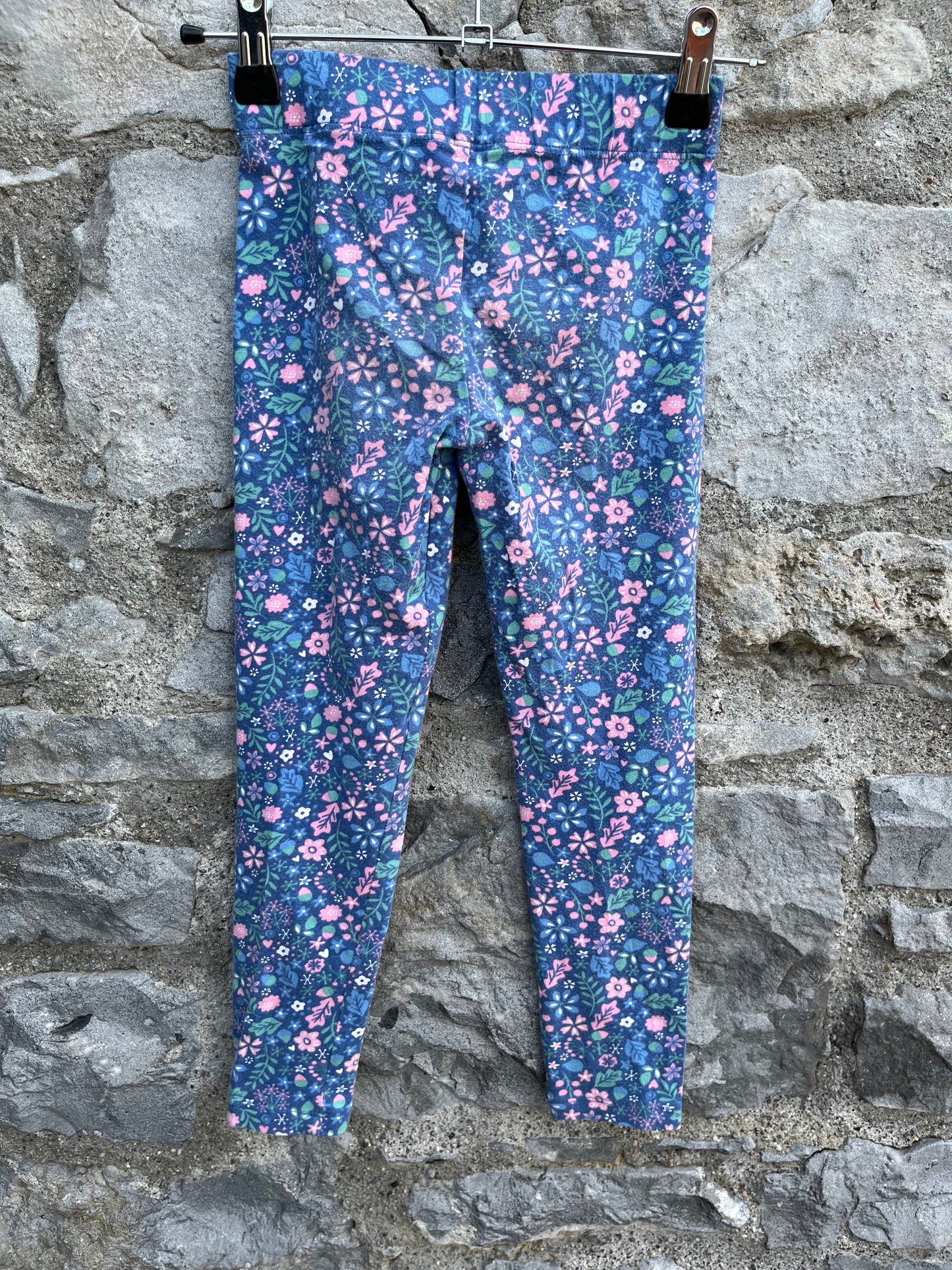 Blue floral leggings 7y (122cm)