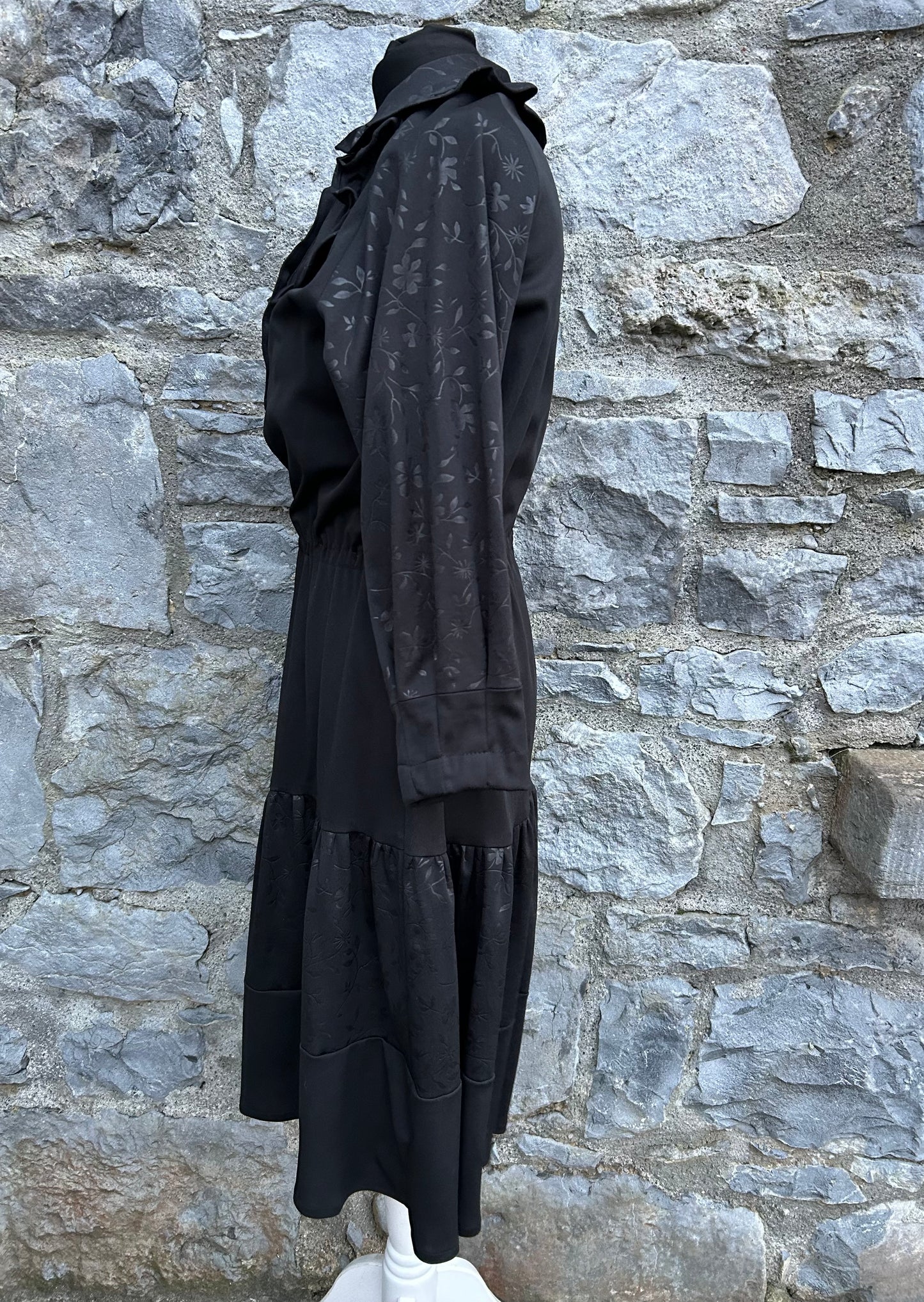 80s tiered black dress uk 10-12