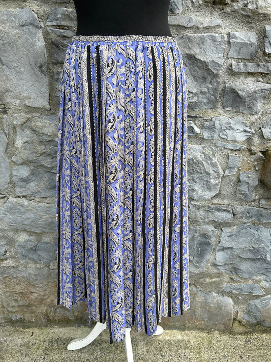 80s Purple floral pleated skirt uk 10-12