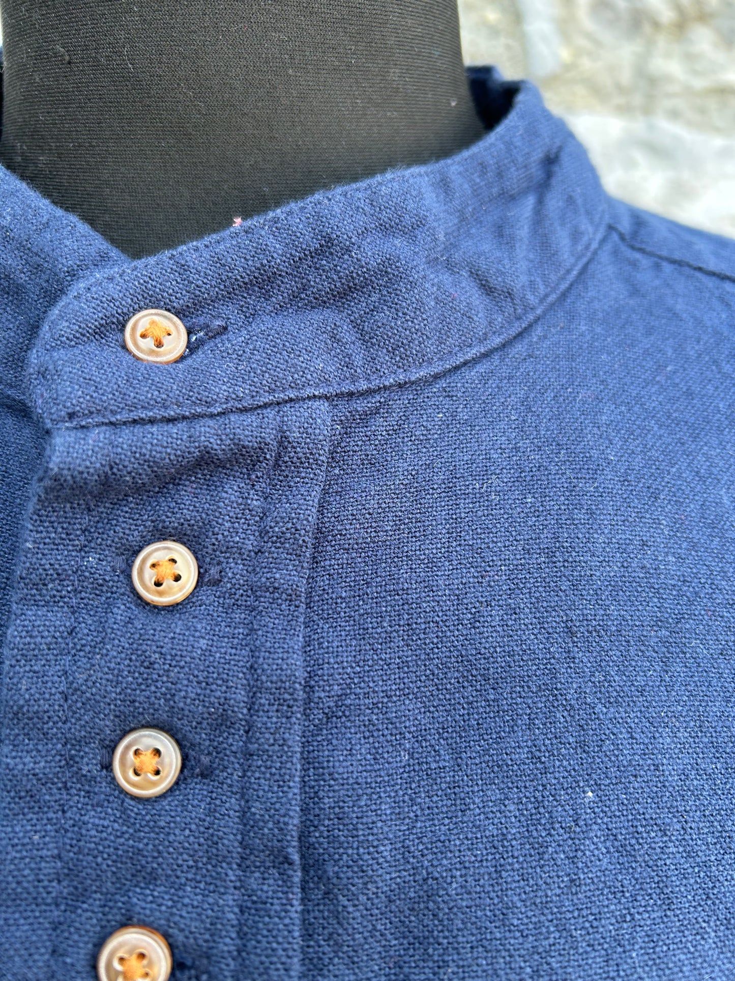 Navy grandpa collar shirt Medium