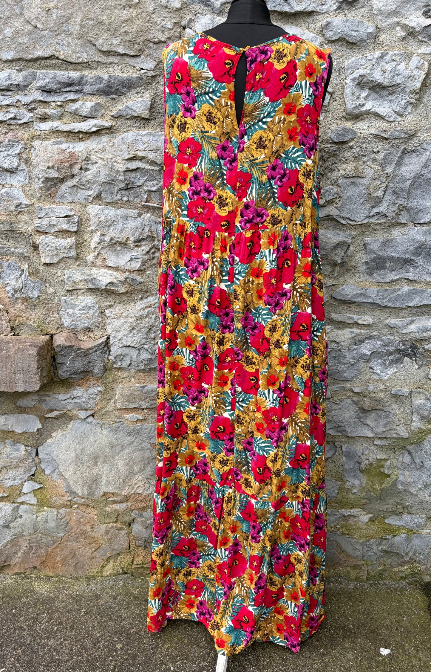 Colourful tropical flowers maxi dress uk 12-14
