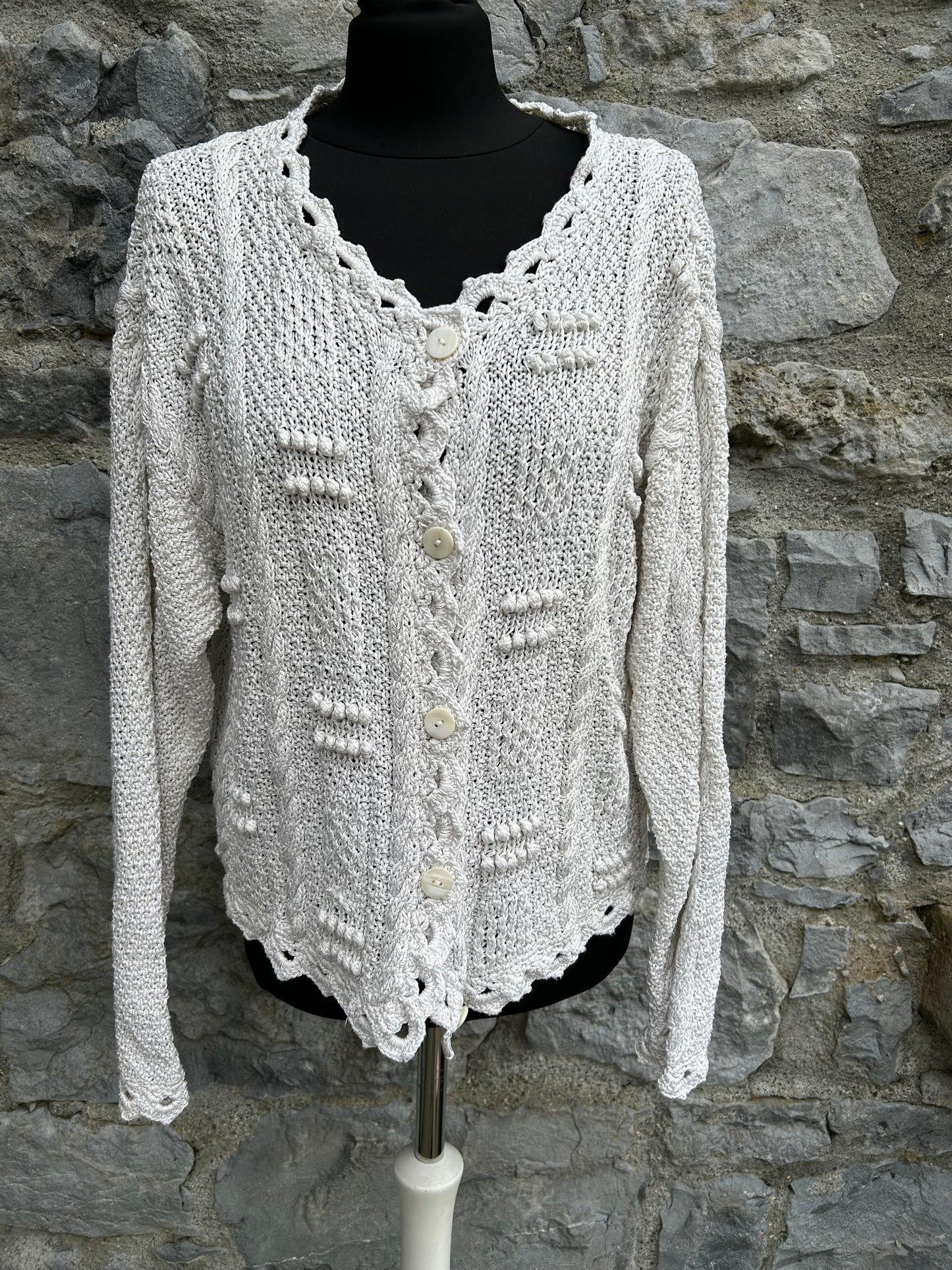 90s white cardigan uk 14