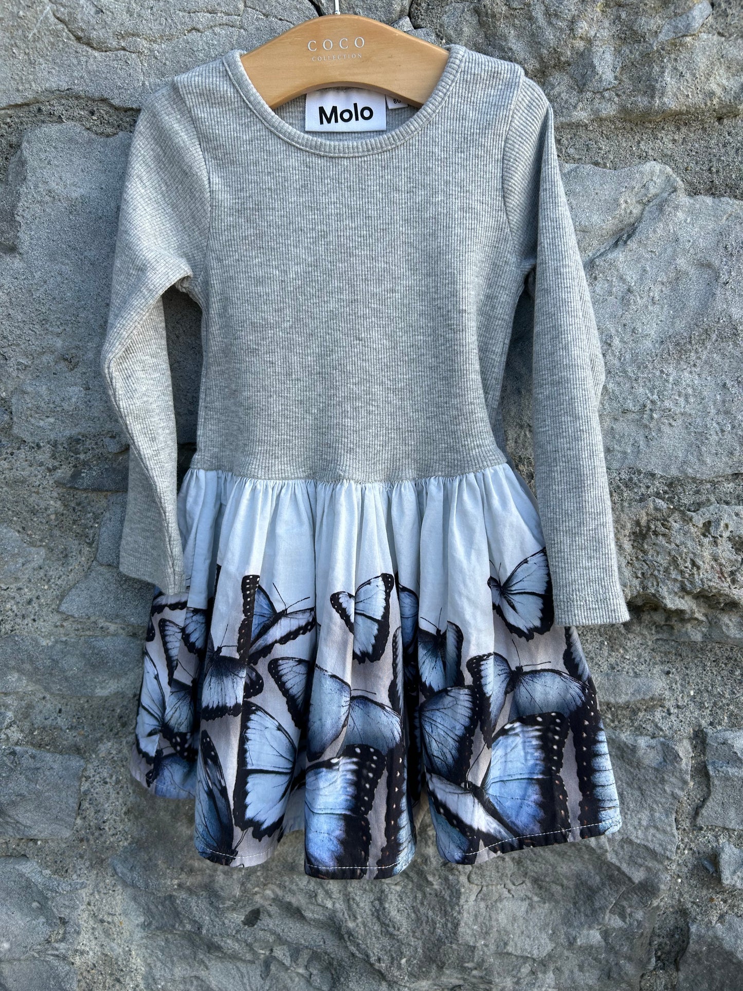 Butterflies Blue&grey dress 12m (80cm)