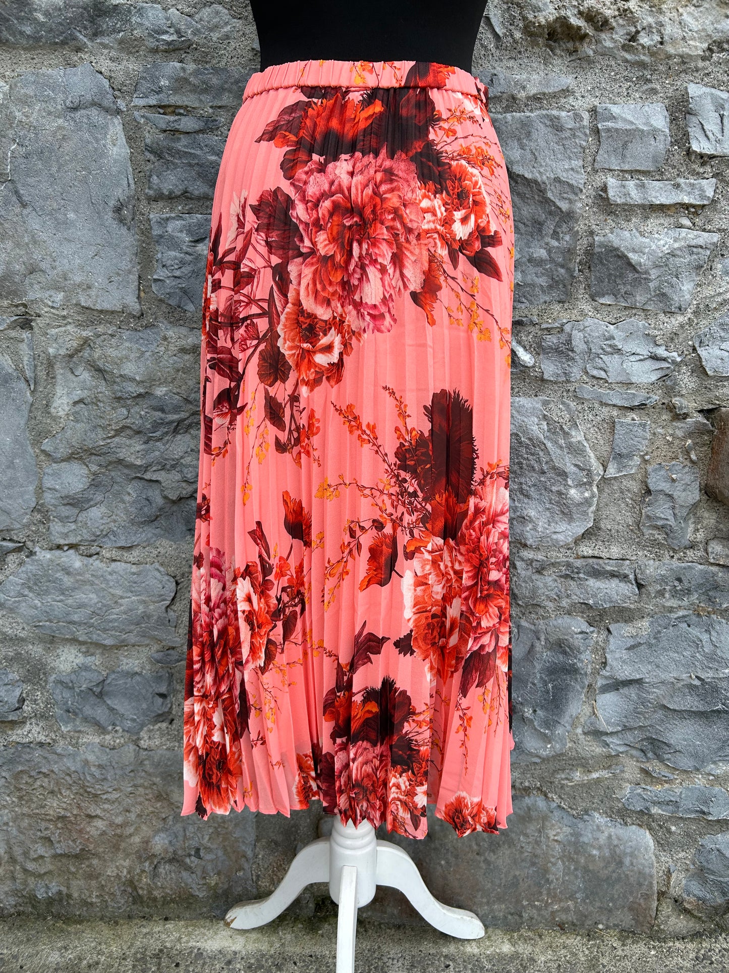 Floral print long pleated skirt uk 8