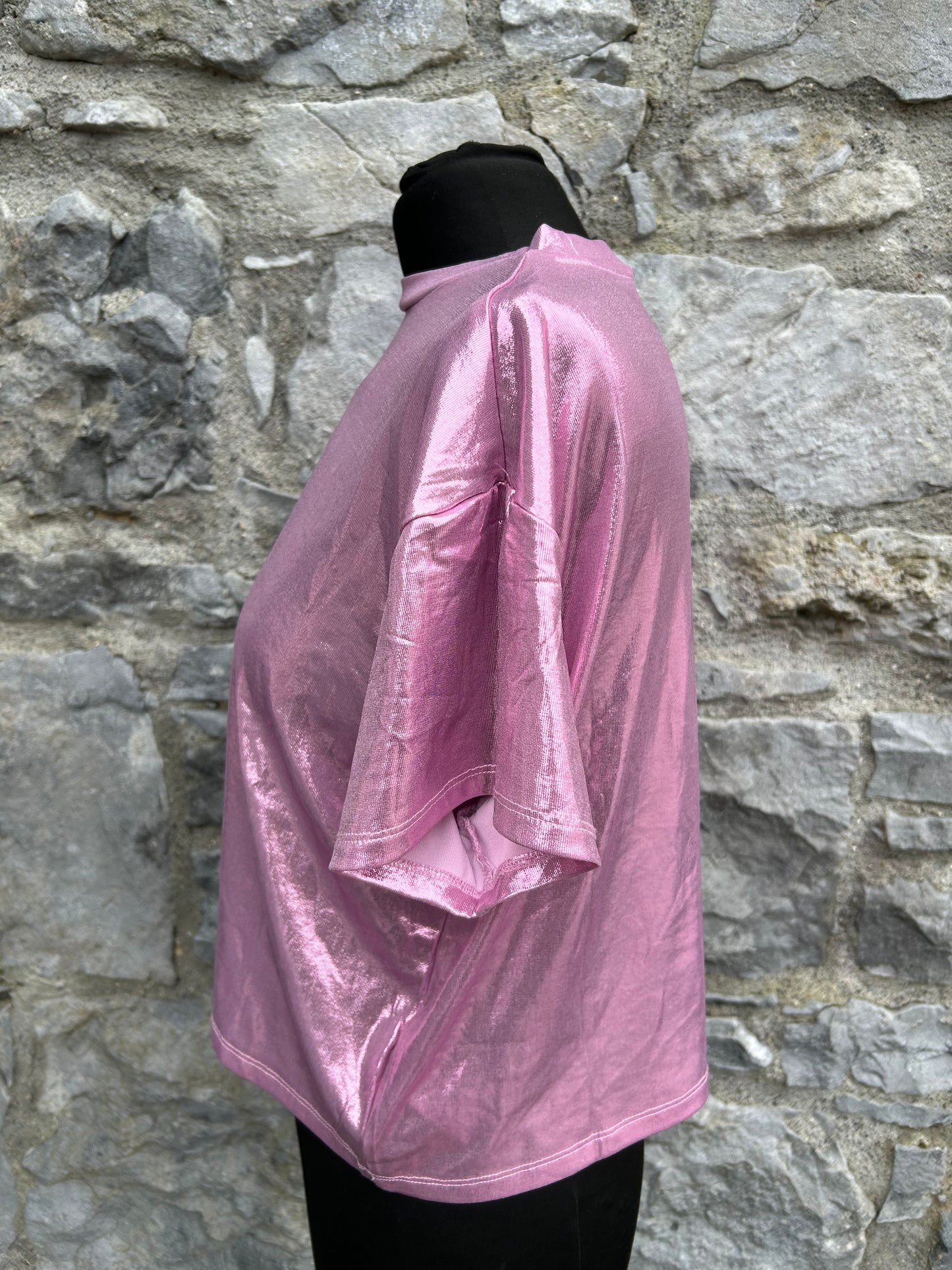 Pink shiny T-shirt 13-14y (158-164cm)