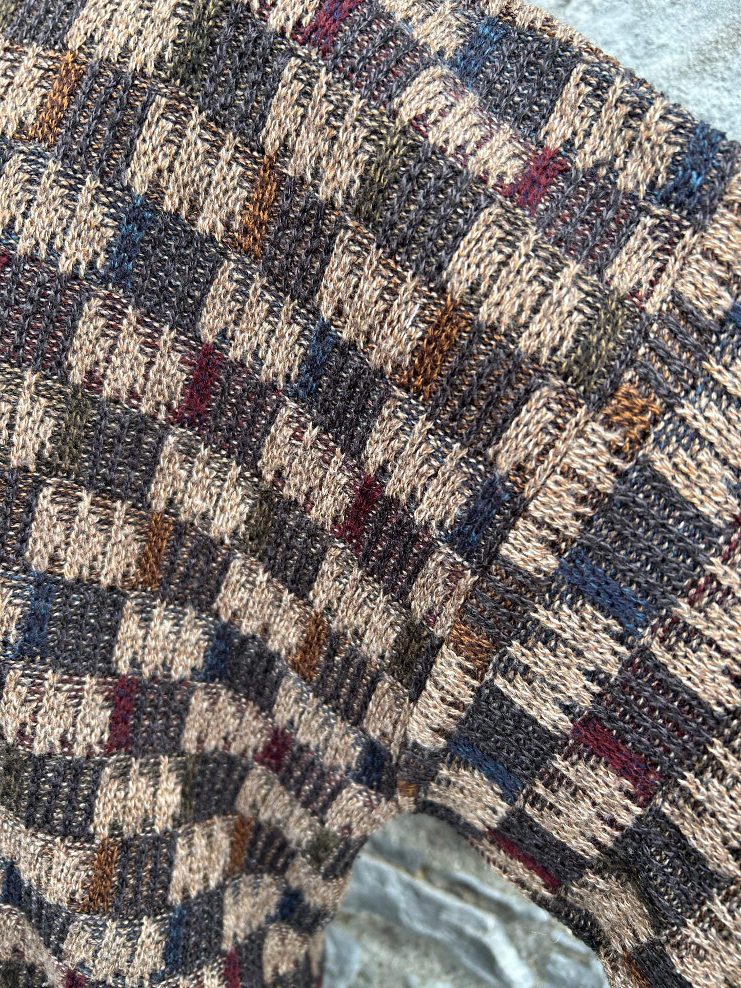 90s brown check jumper Large