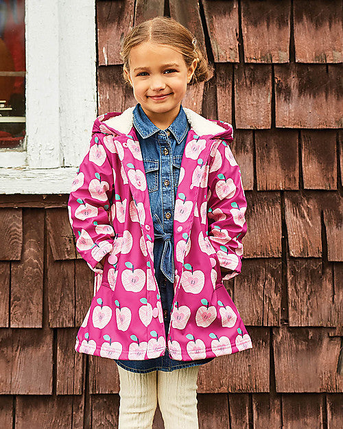 Pink apples Sherpa lined coat 18-24m (86-92cm)