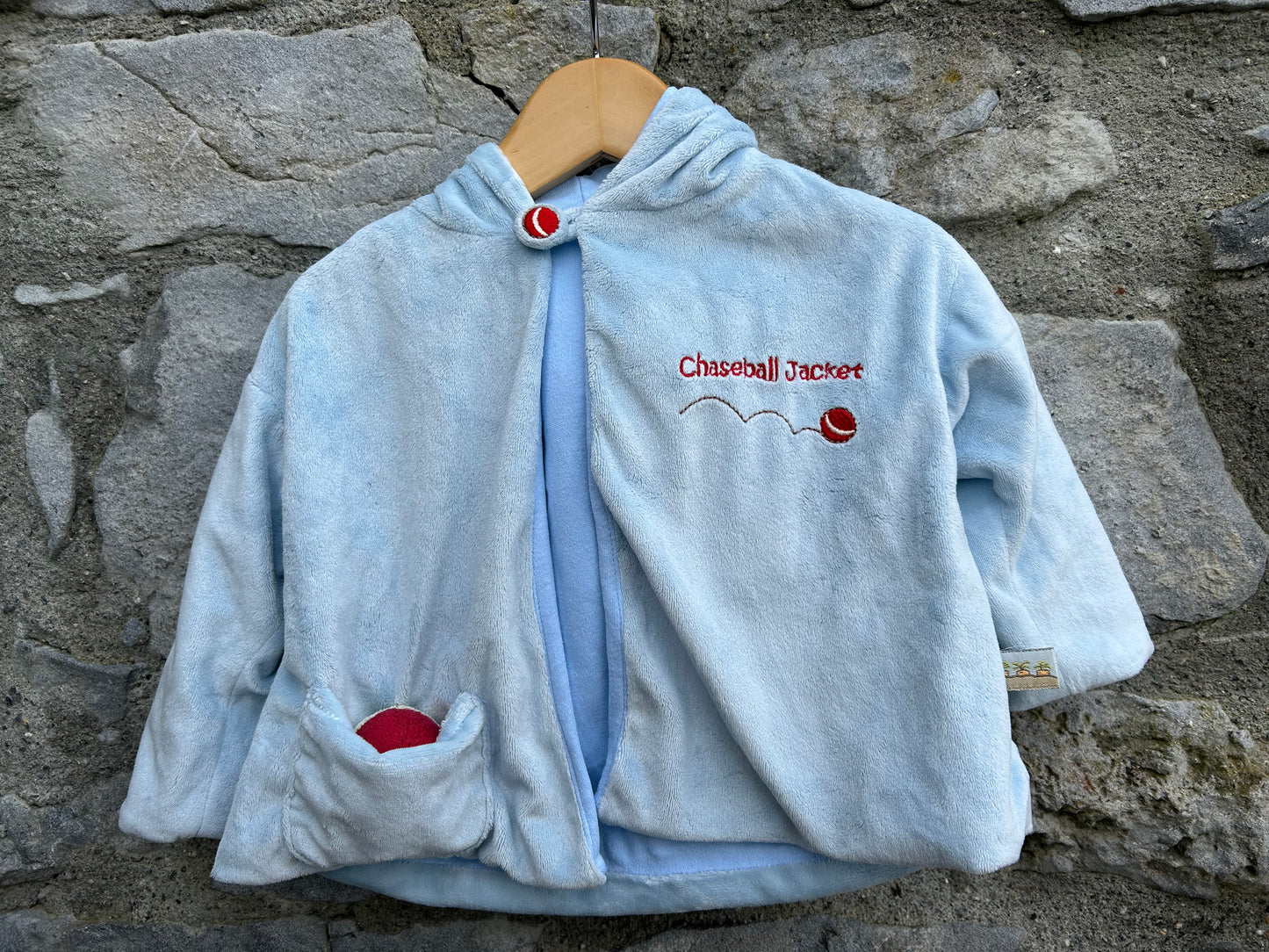 Chaseball blue velour hoodie 0-12m (56-80cm)