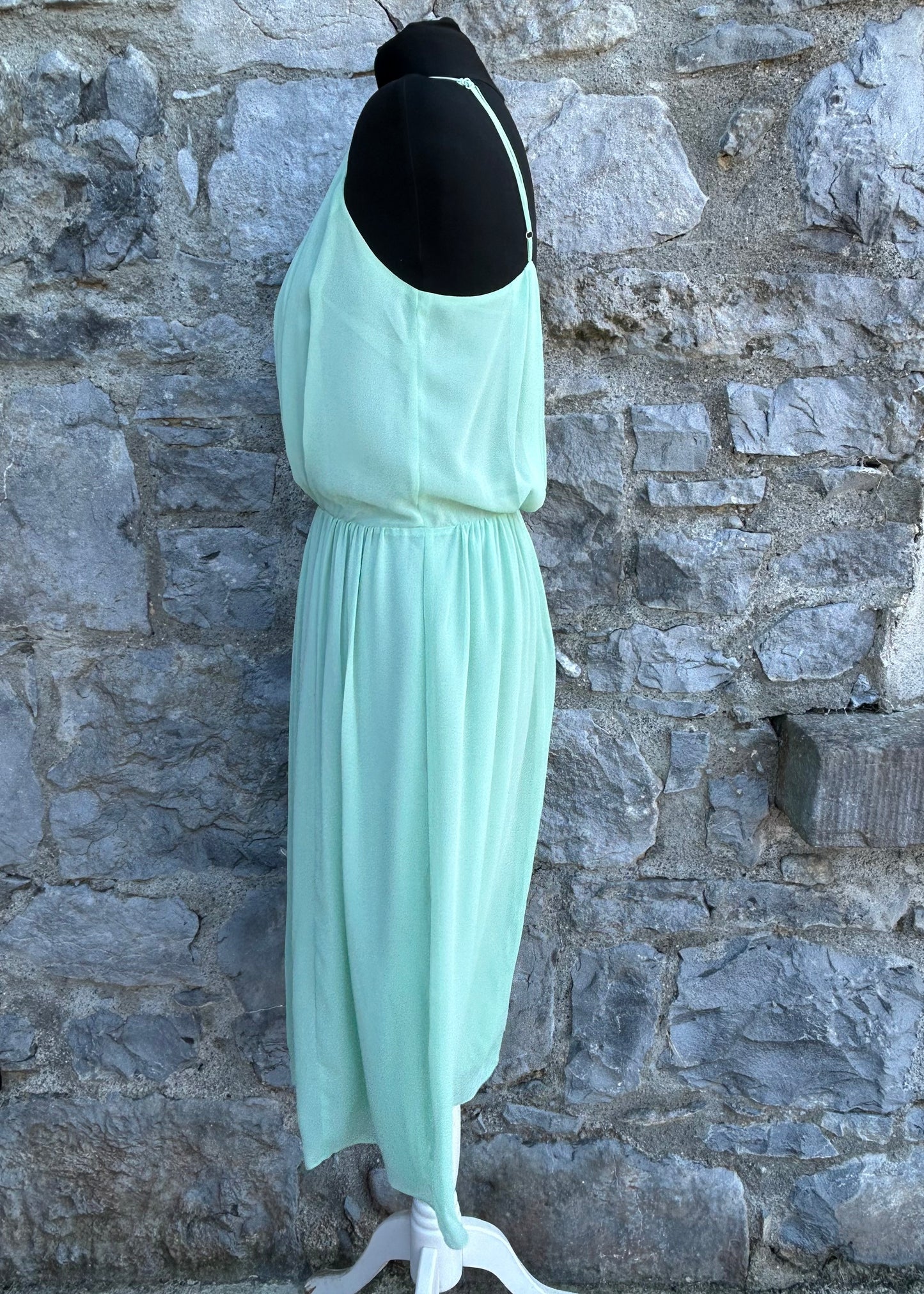 Pleated Chiffon Dress in Mint Green uk 6-8