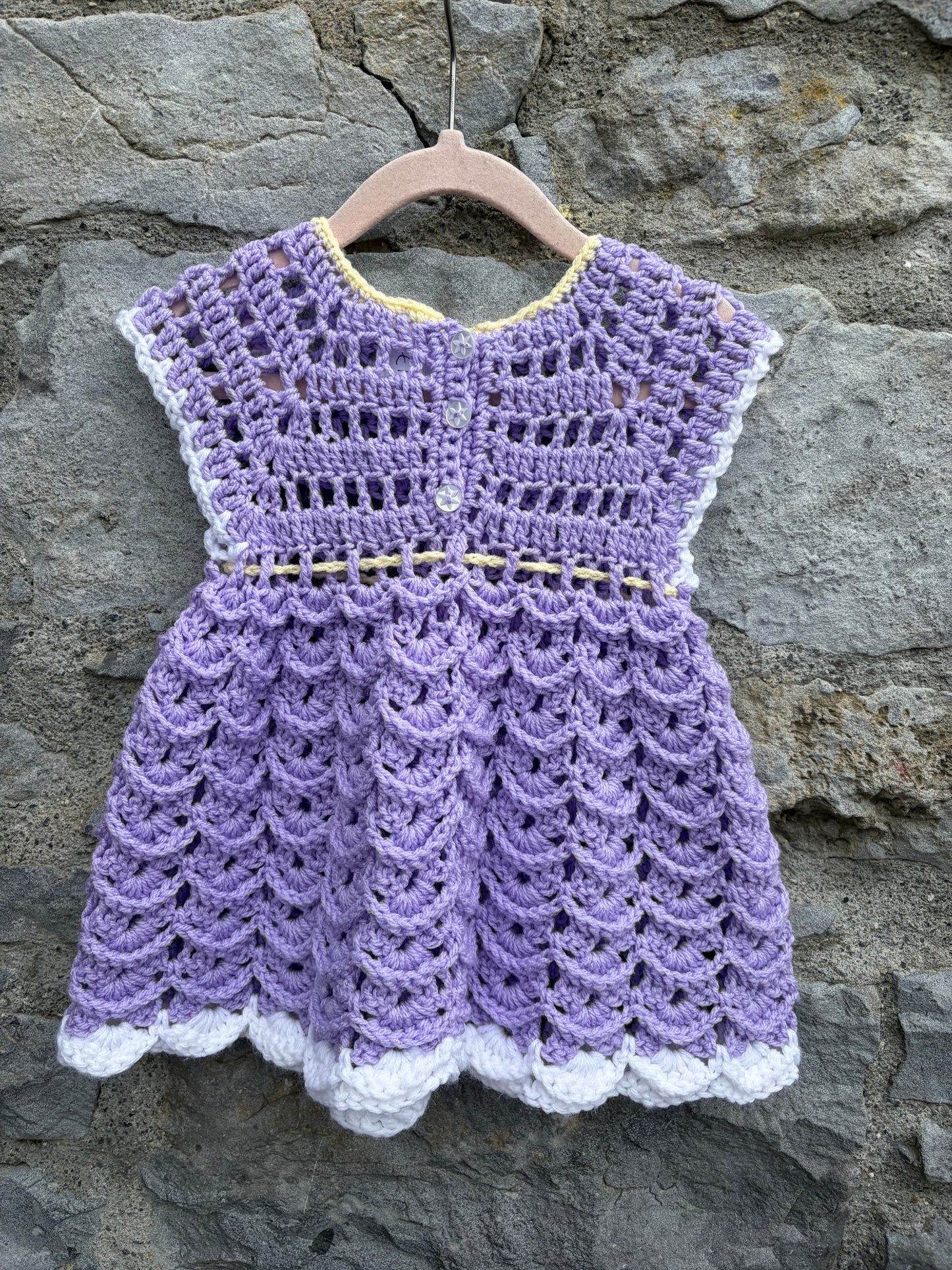 Purple crochet flower dress 6m (68cm)