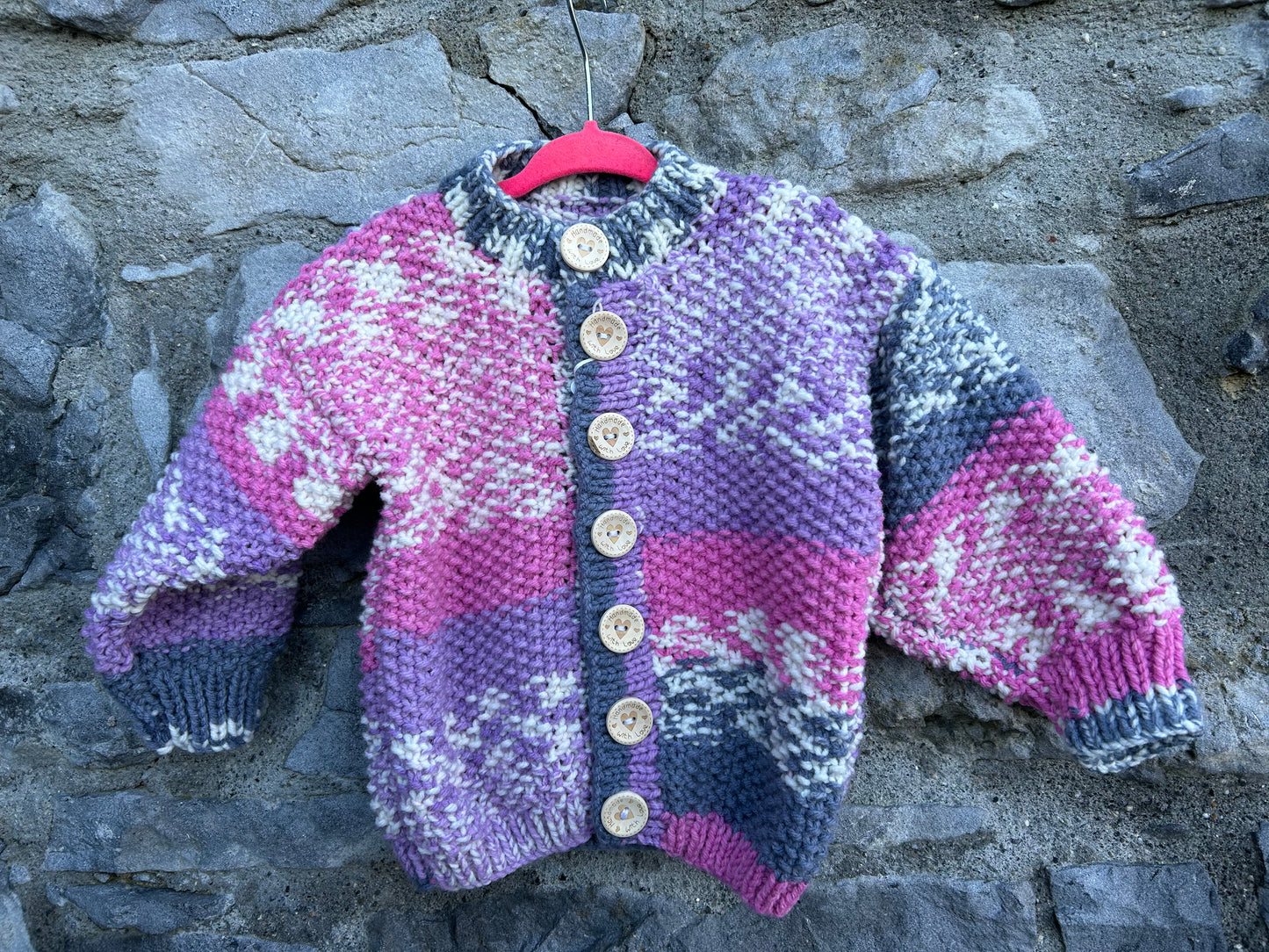 Pink&purple melange cardigan 2-3y (92-98cm)