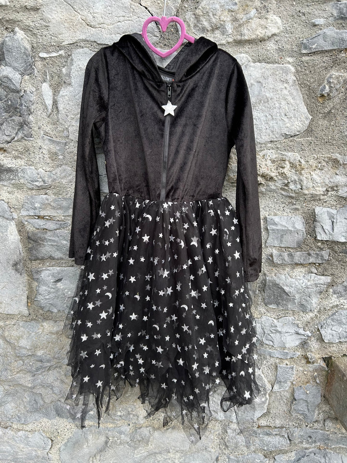 Black velvet&sparkly stars dress 7-8y (122-128cm)