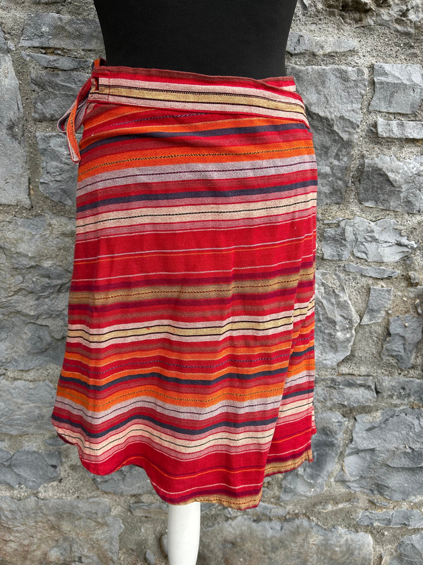 Y2K red stripy wrap skirt uk 10-12