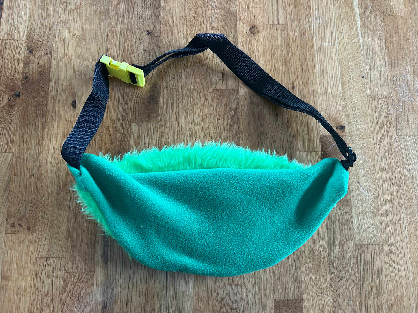Green furry bum bag