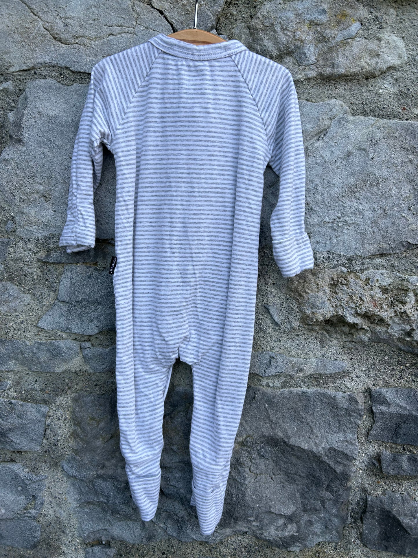 Grey stripy zipped onesie 3-6m (62-68cm)