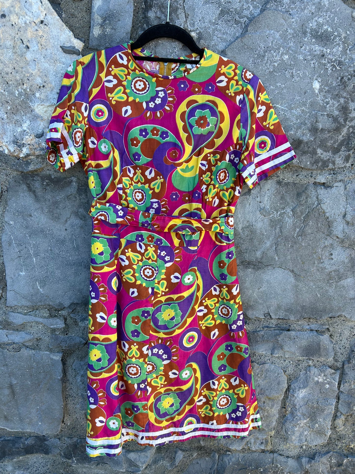80s colourful floral dress uk 6-8