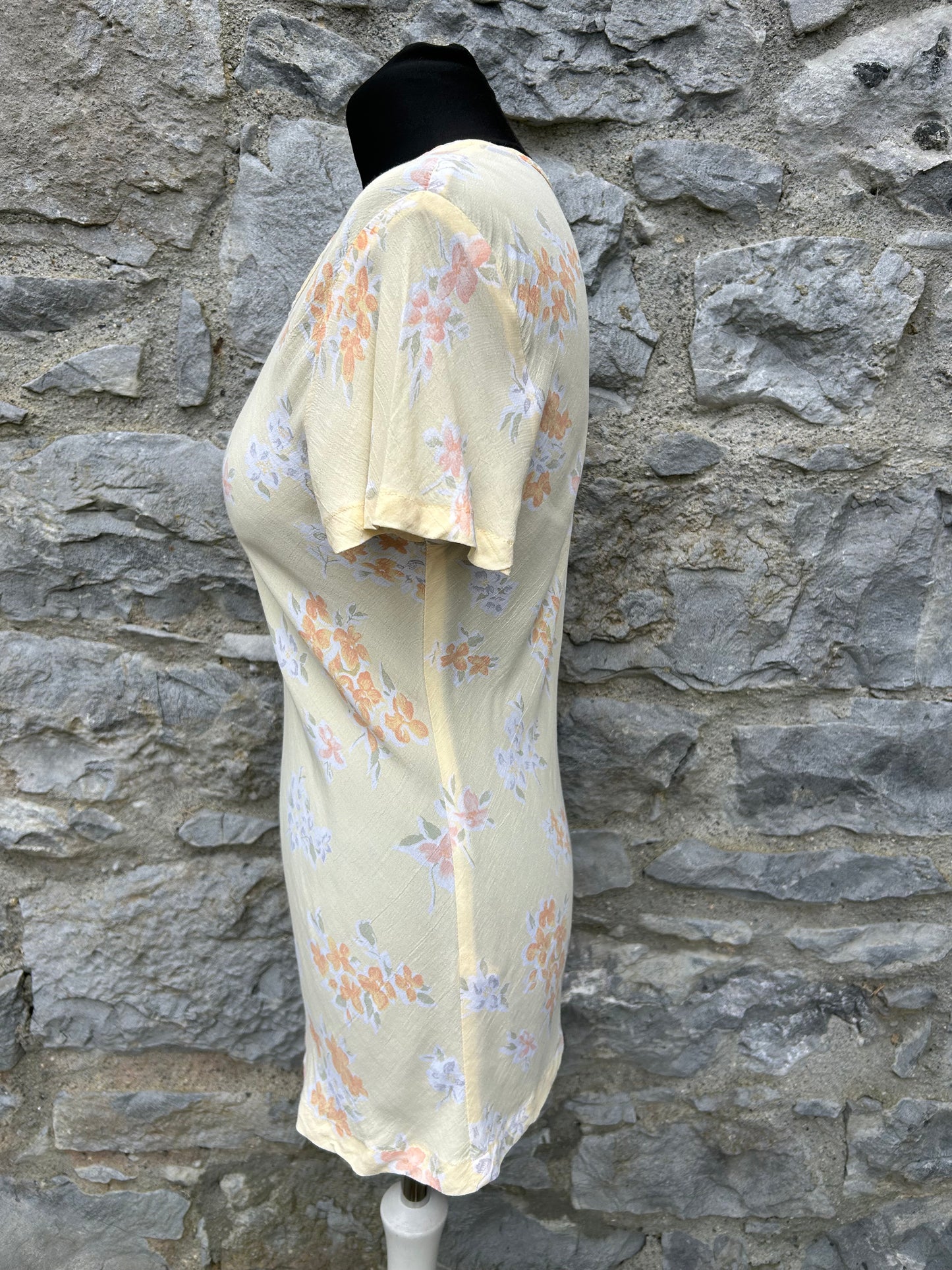 Y2K floral light yellow top uk 8