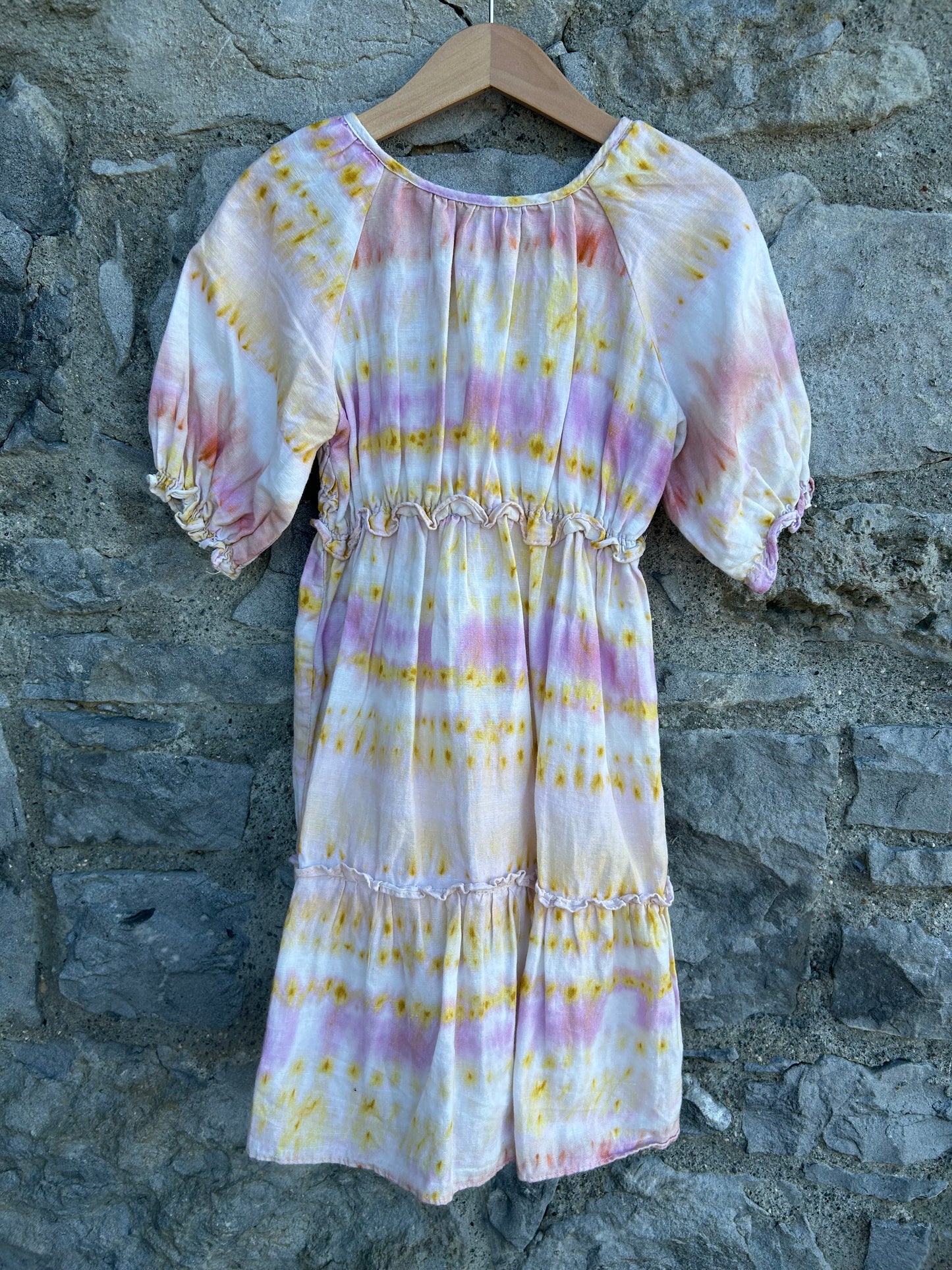 Pink tie dye linen dress 5-6y (110-116cm)