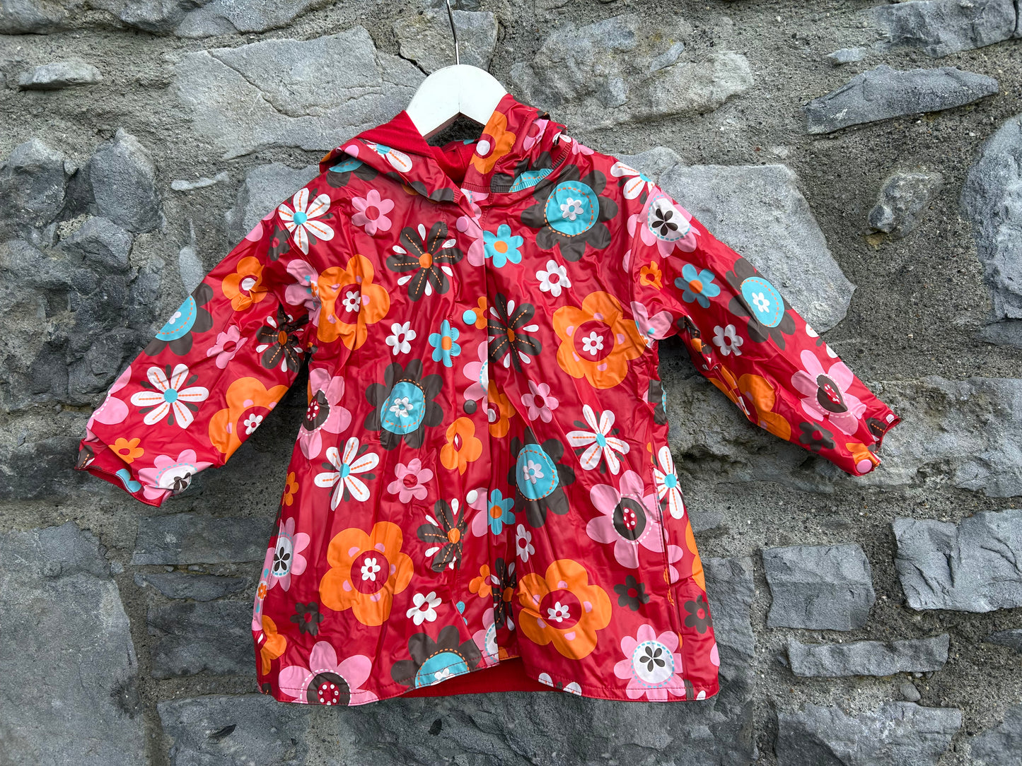 Floral red raincoat 18-24m (86-92cm)
