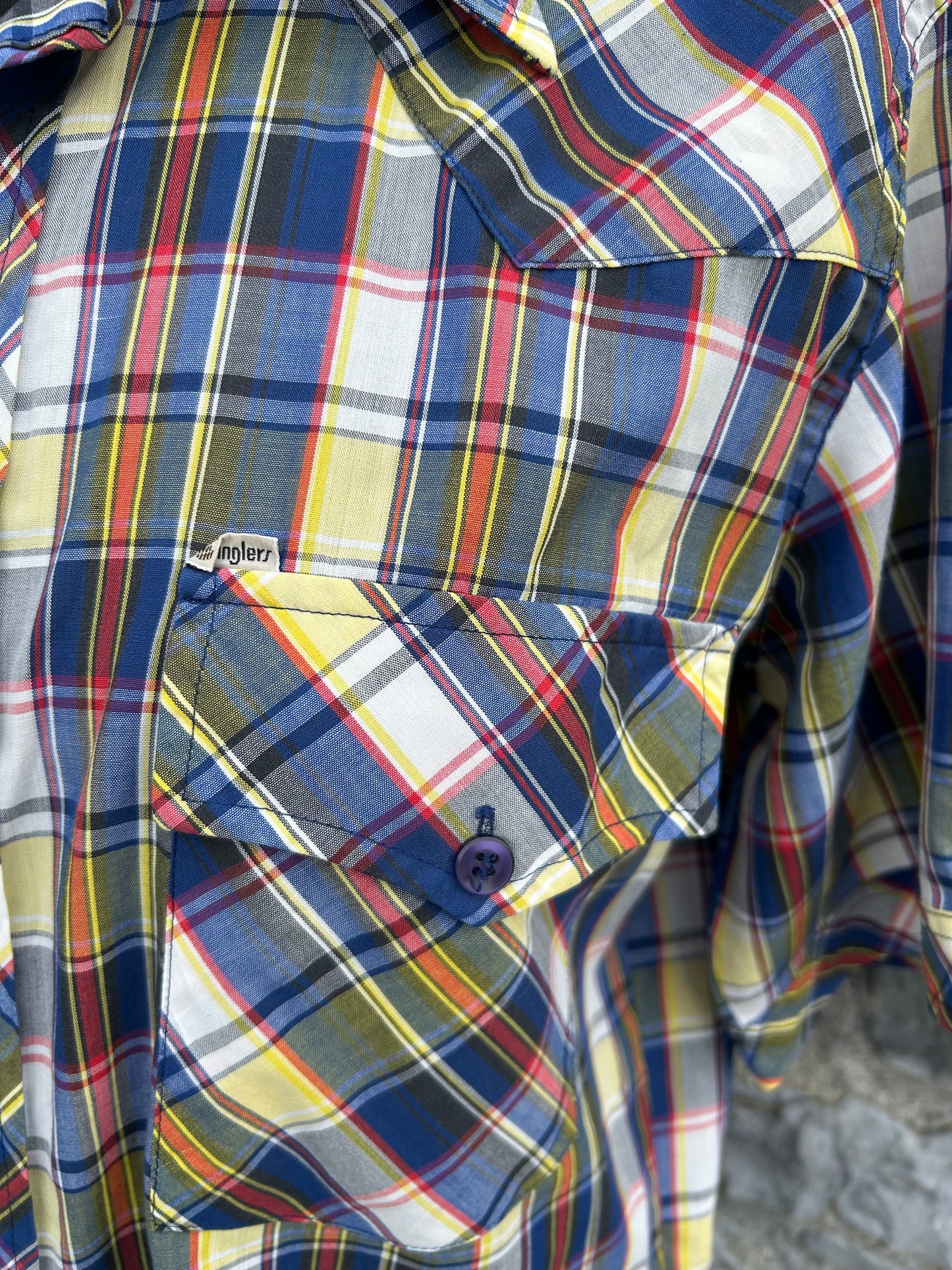 80s blue check shirt Small