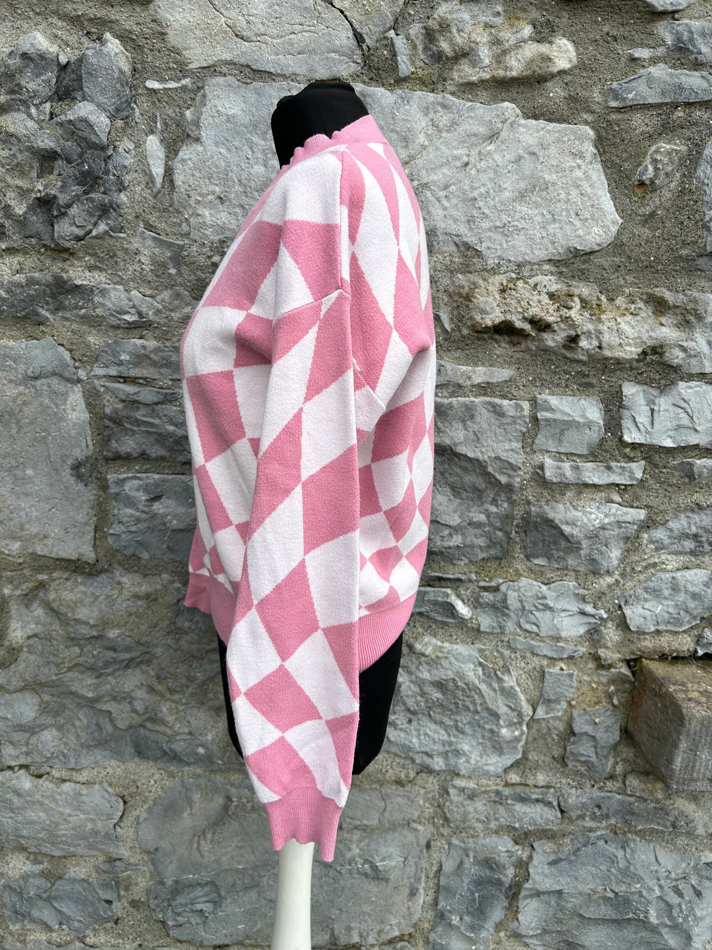 Pink geometric jumper uk 8