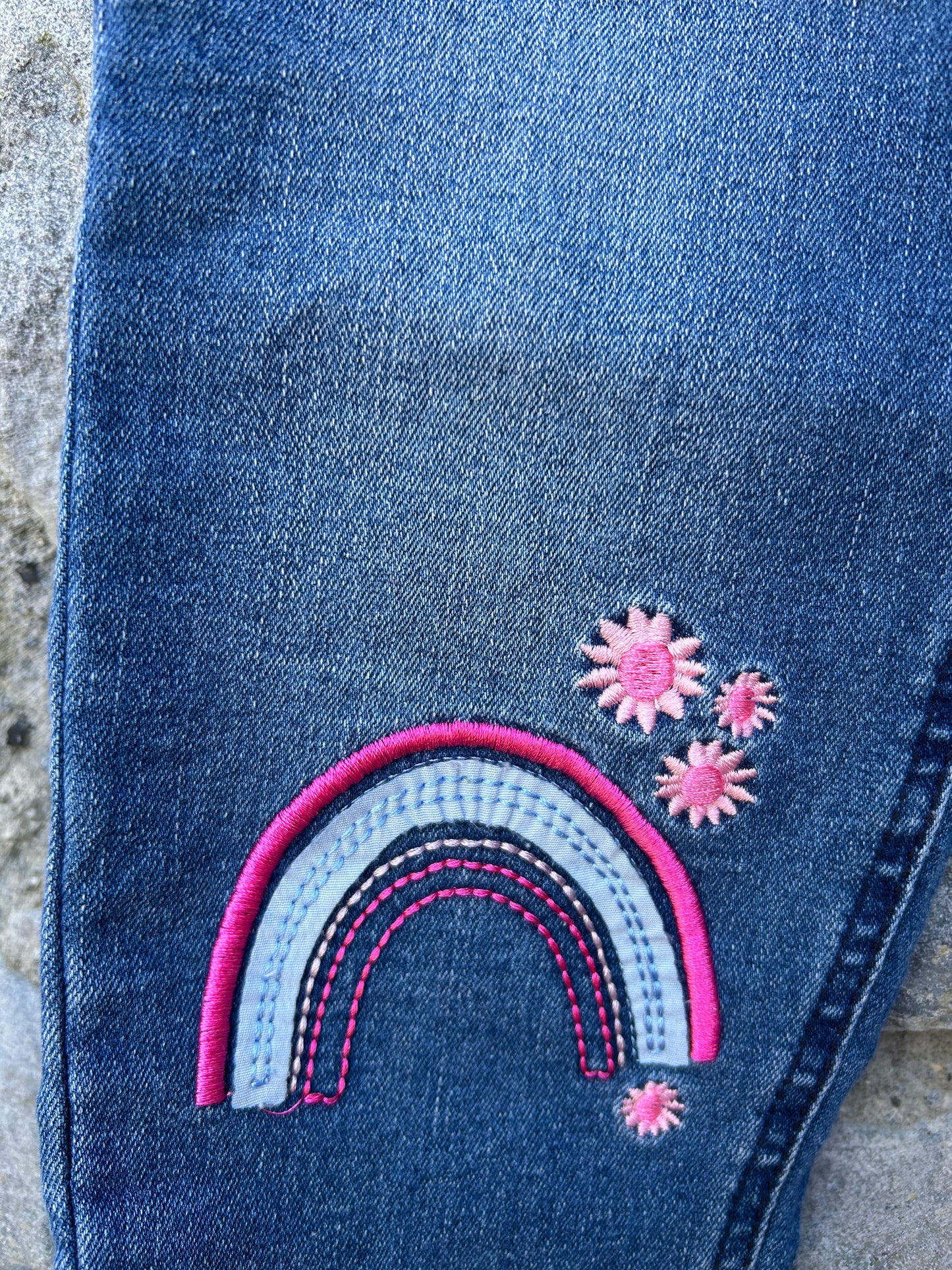 Jeans with Rainbow knees 3-4y (98-104cm)