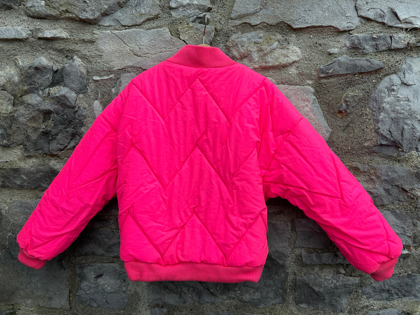 80s neon geometric&pink reversible jacket 7-8y (122-128cm)