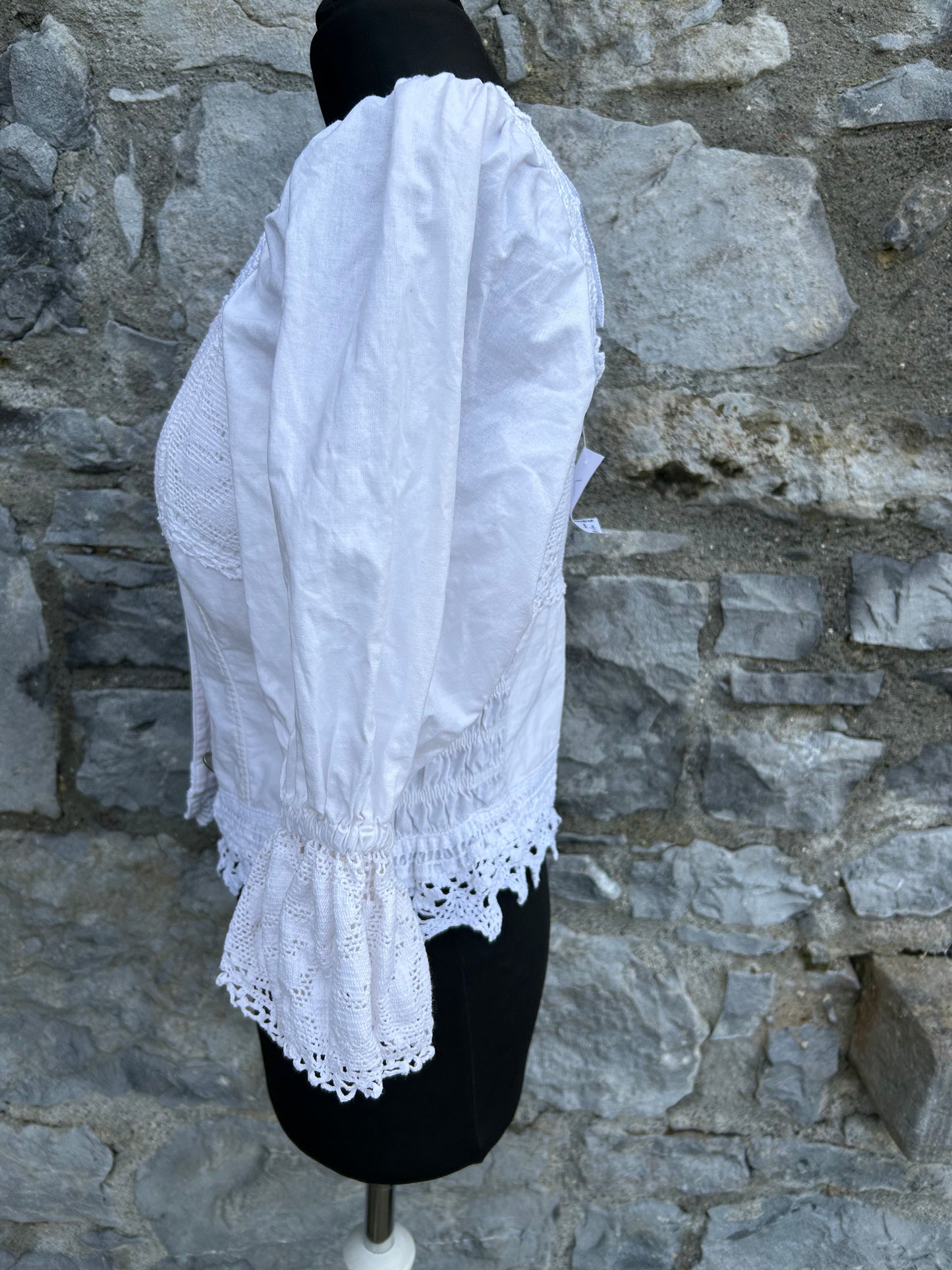 80s white folk blouse uk 8-10